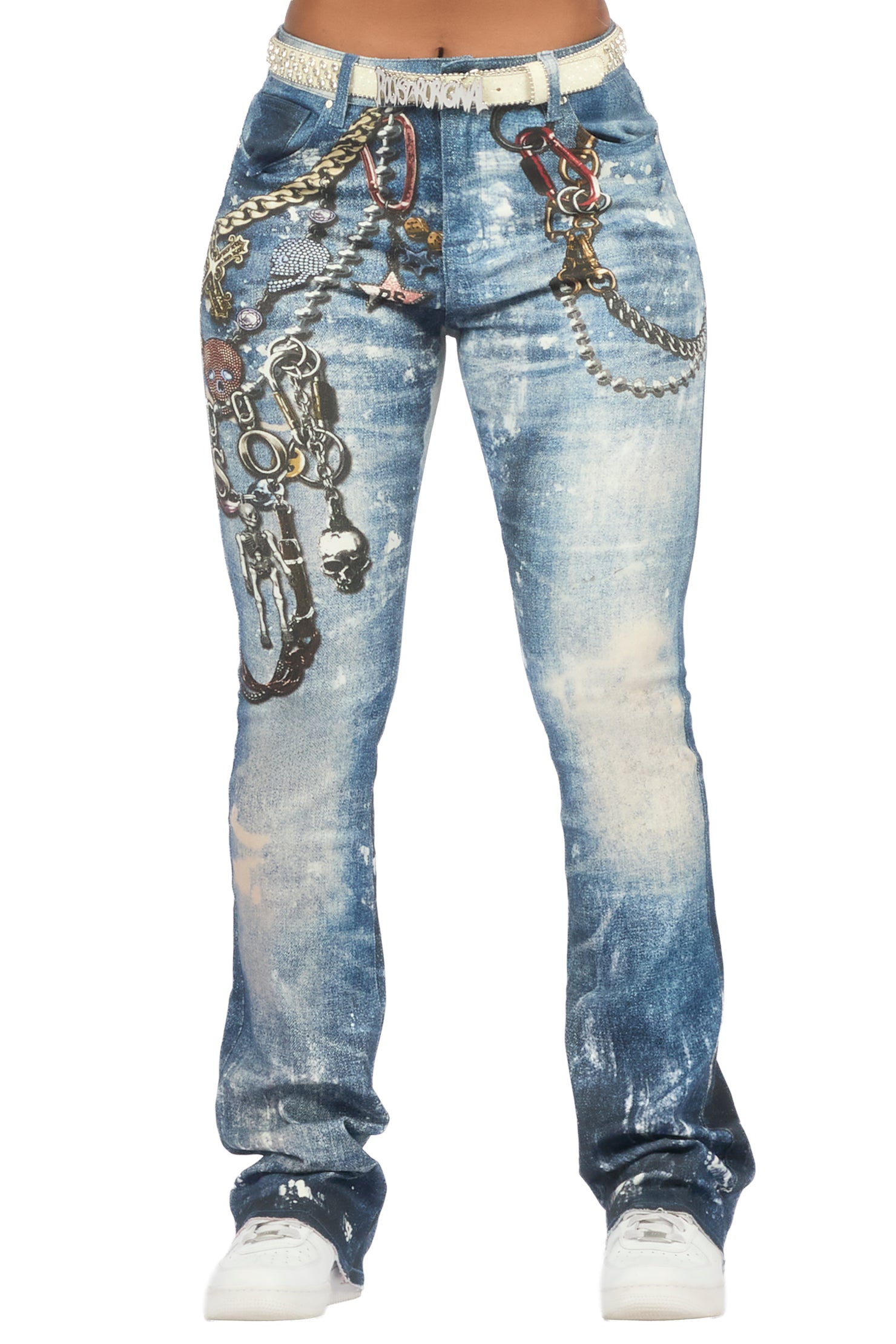 Shanna Med. Wash Stacked Flare Jean