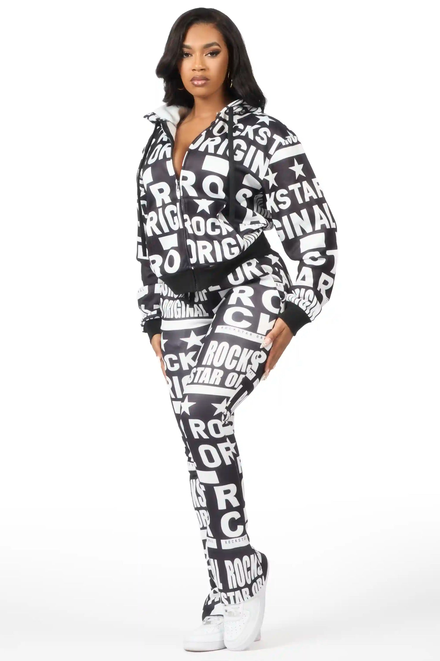 Rikelle Black Printed Track Set