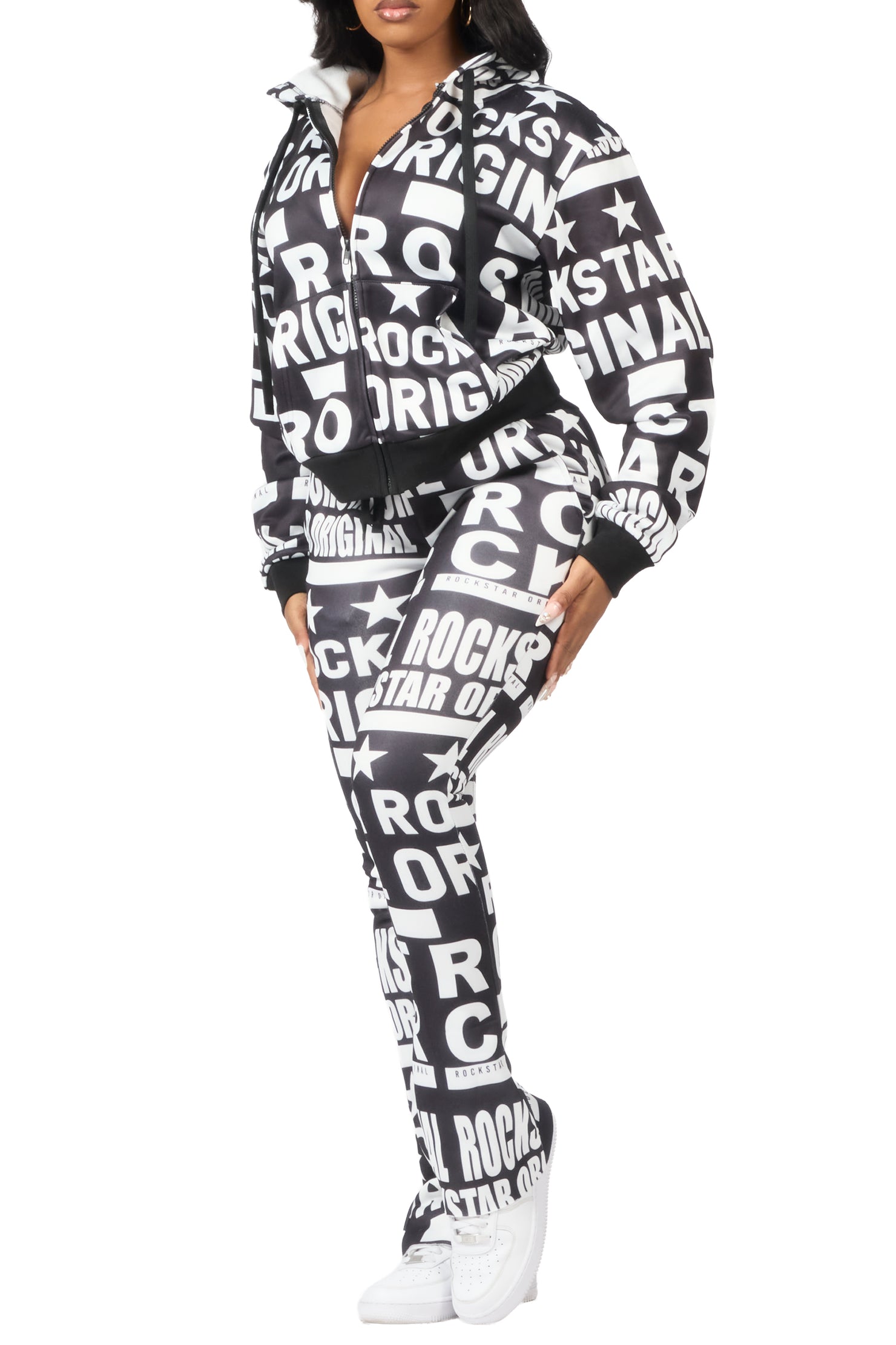 Rikelle Black Printed Track Set