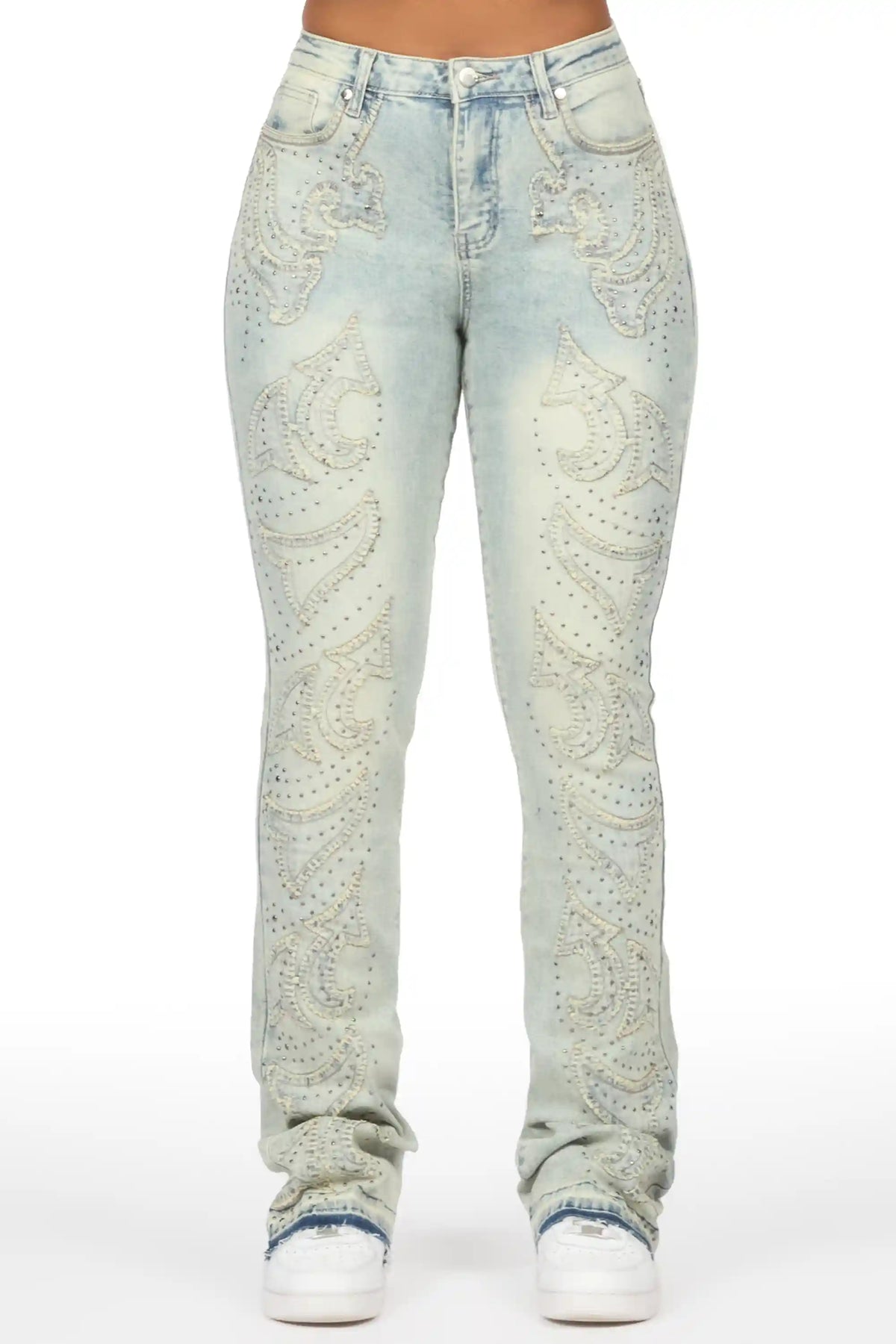 Jeanette Light Wash Stacked Flare Jean
