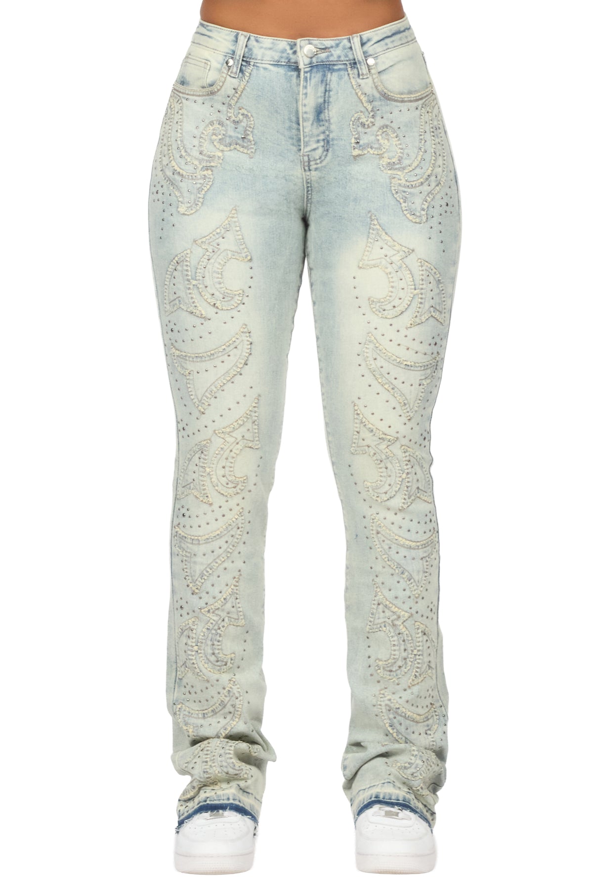 Jeanette Light Wash Stacked Flare Jean