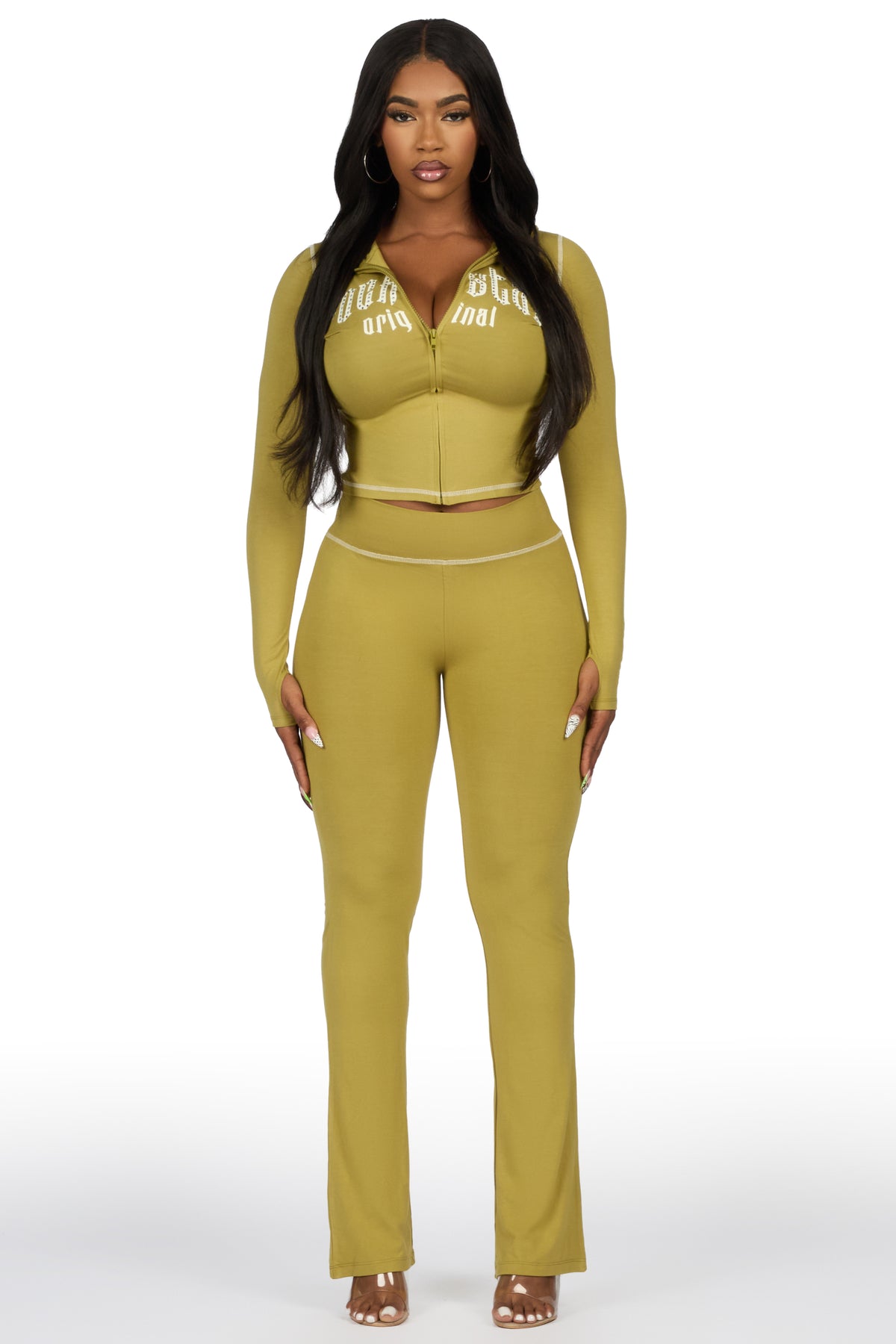 Zyriah Olive Rhinestone Lounge Trackset