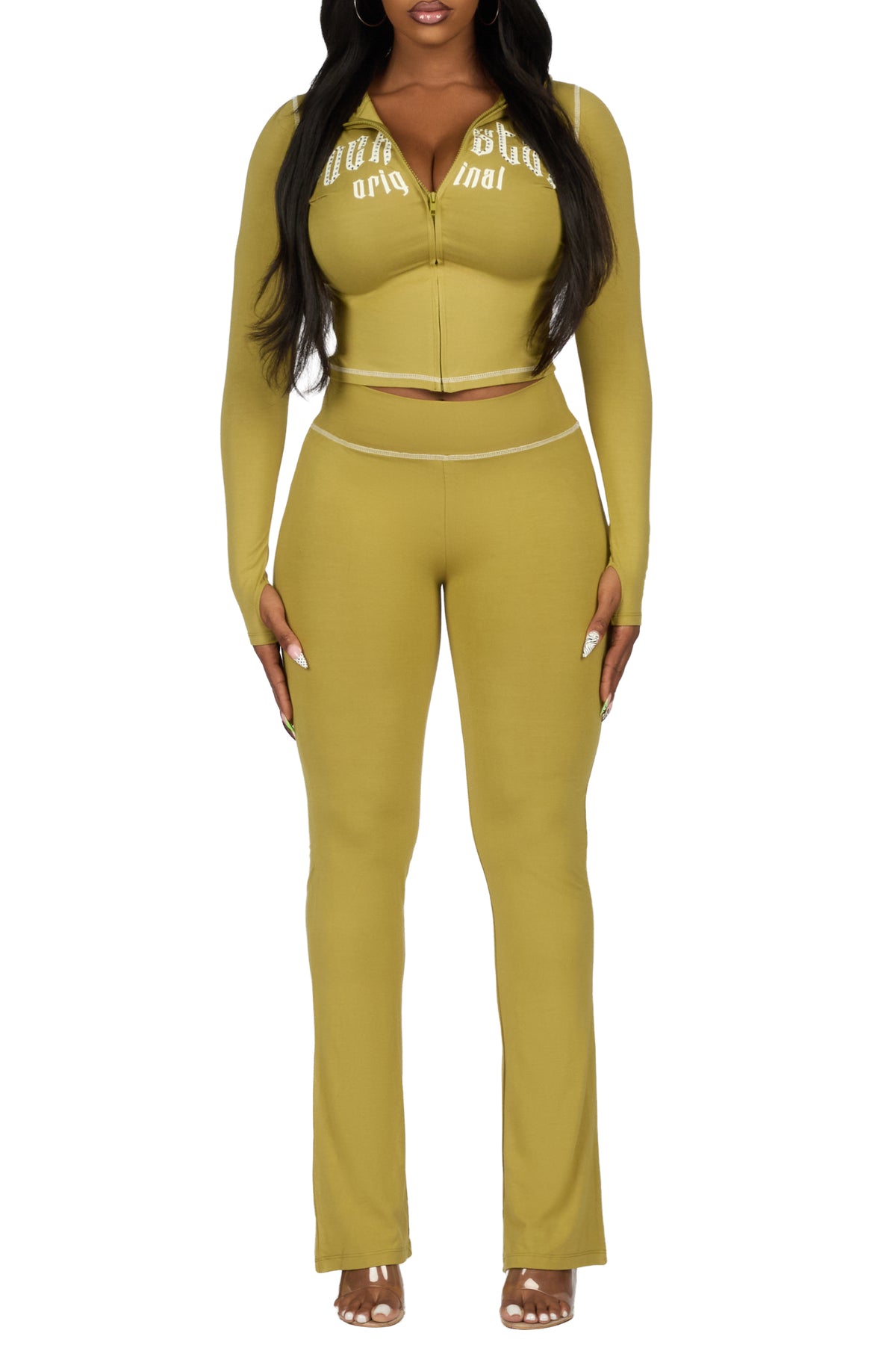 Zyriah Olive Rhinestone Lounge Trackset