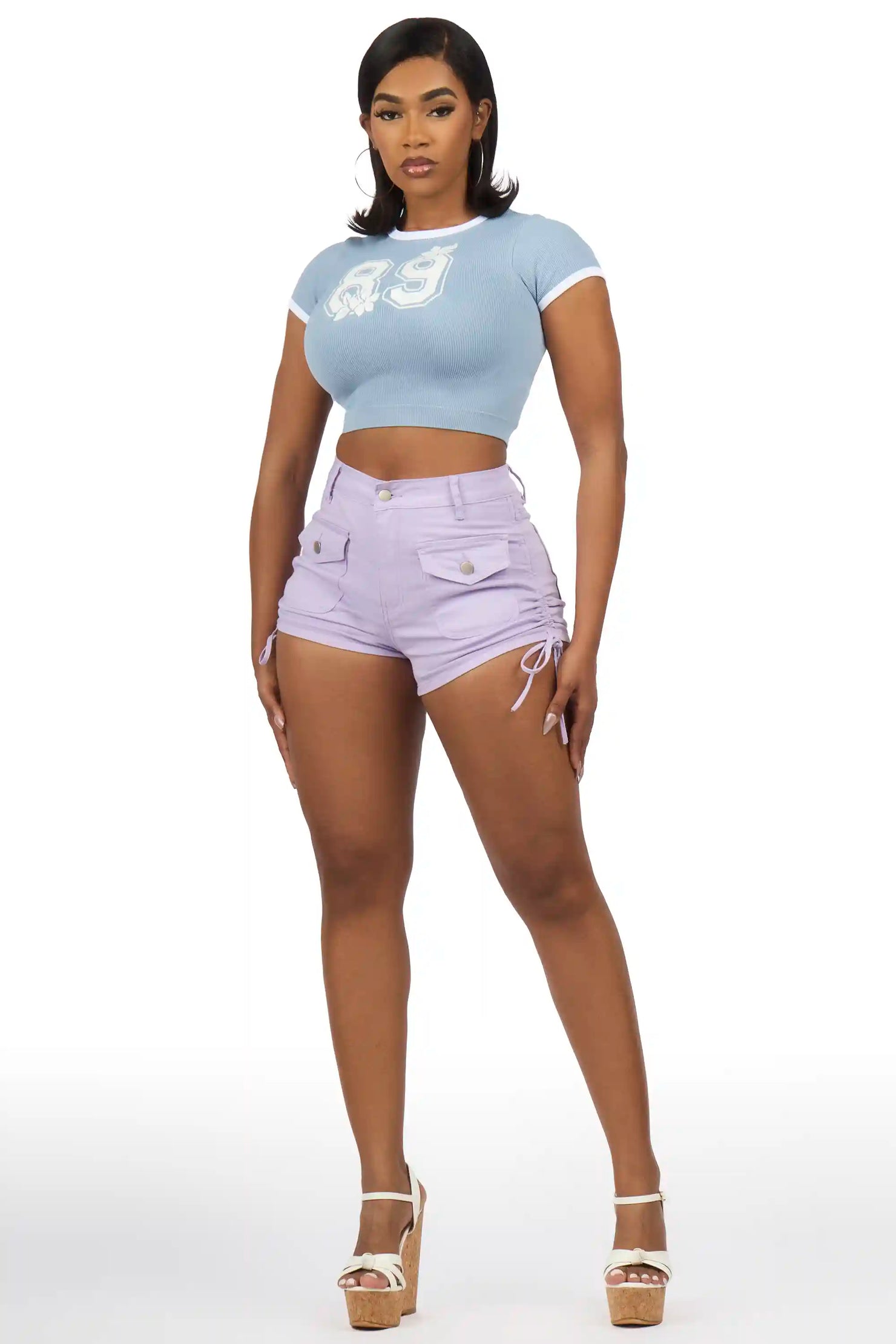 Alveena Blue Crop Baby Tee Shirt