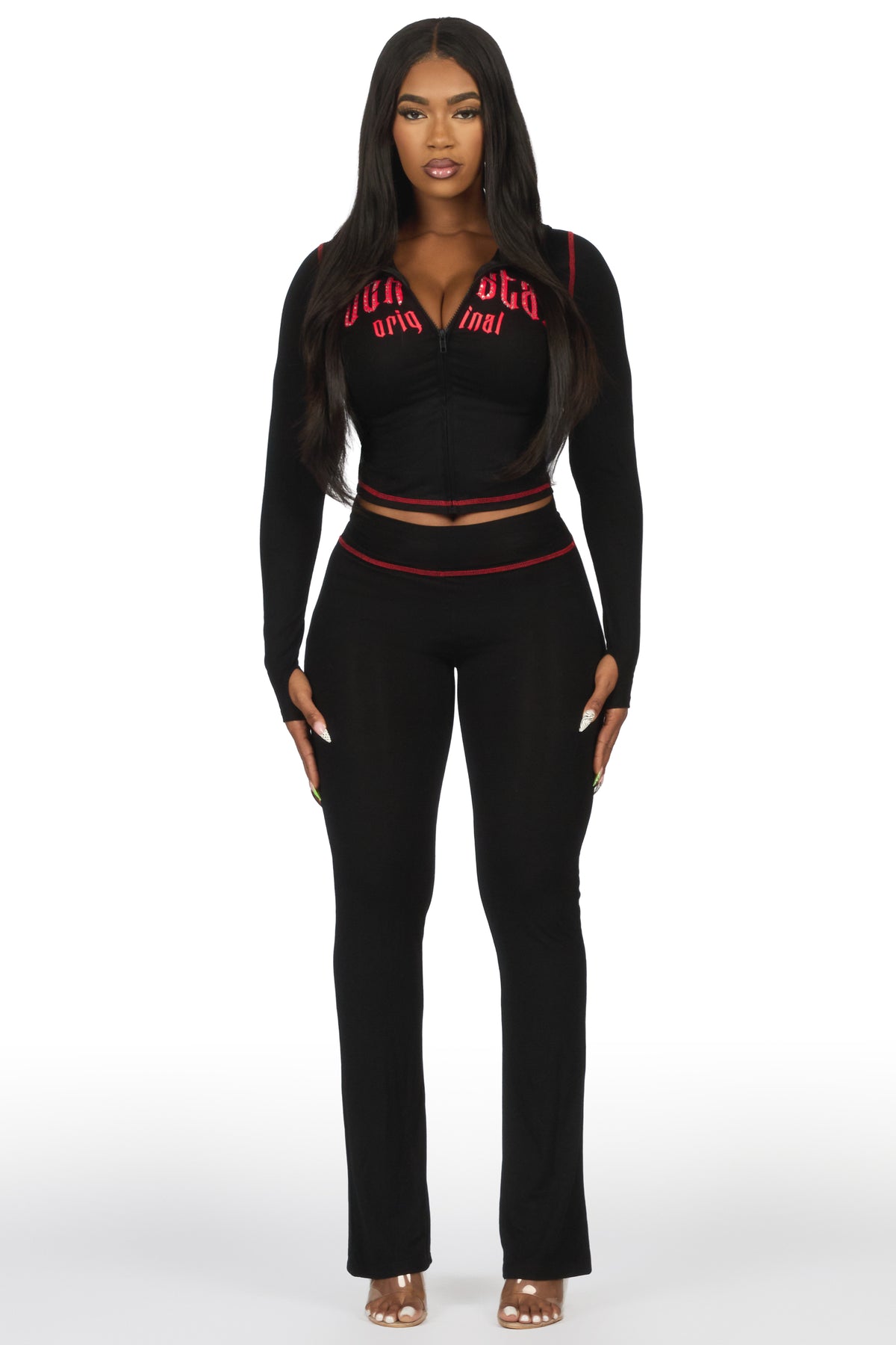 Zyriah Black/Red Rhinestone Lounge Trackset