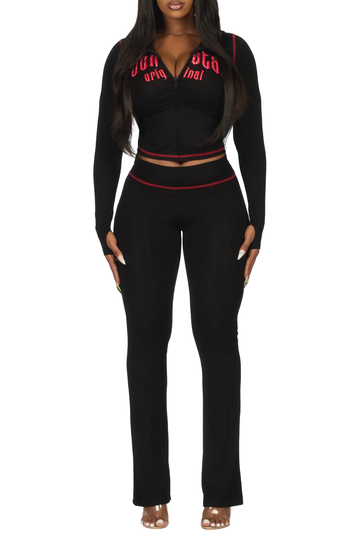 Zyriah Black/Red Rhinestone Lounge Trackset