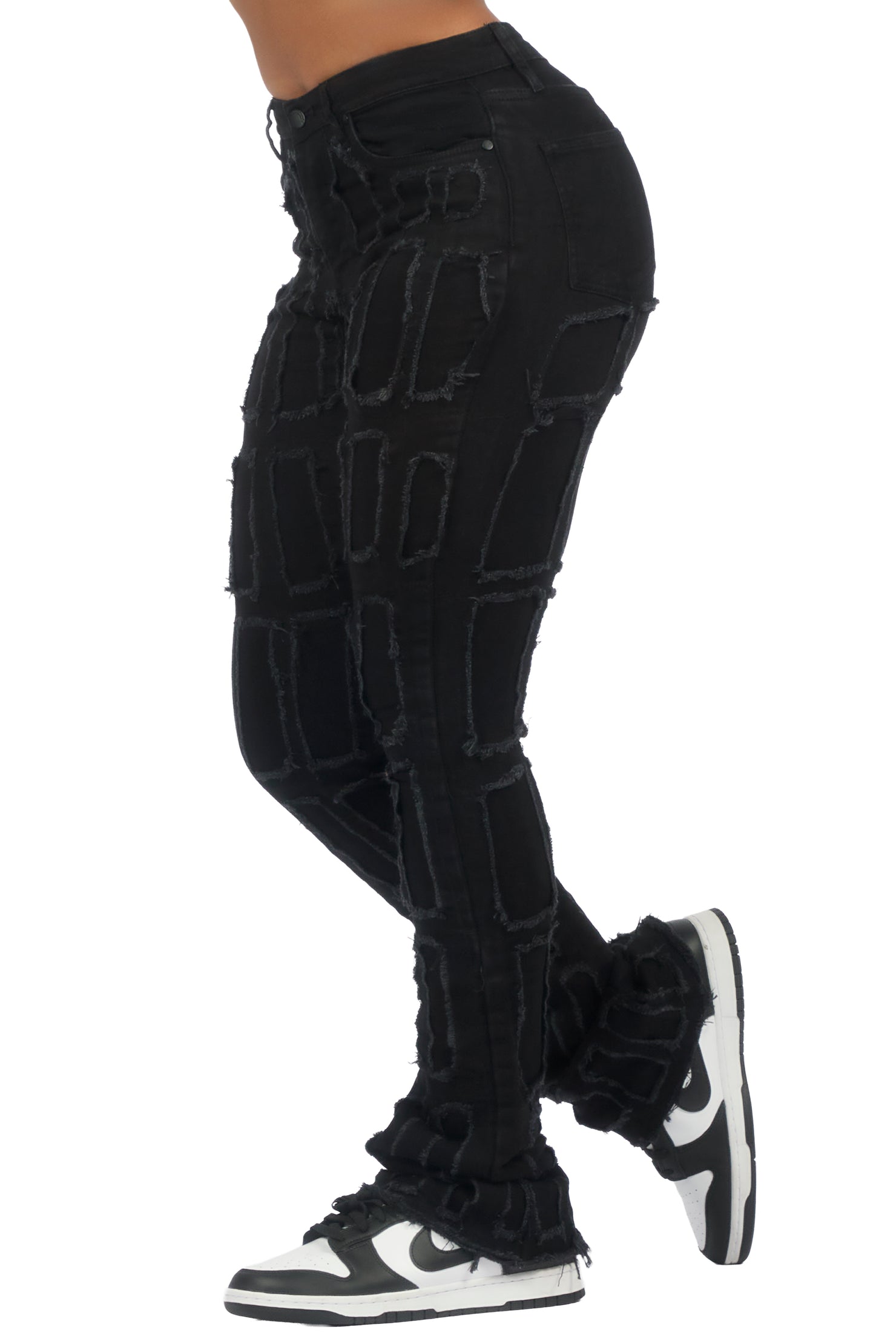 Taquila Black Stacked Flare Jean