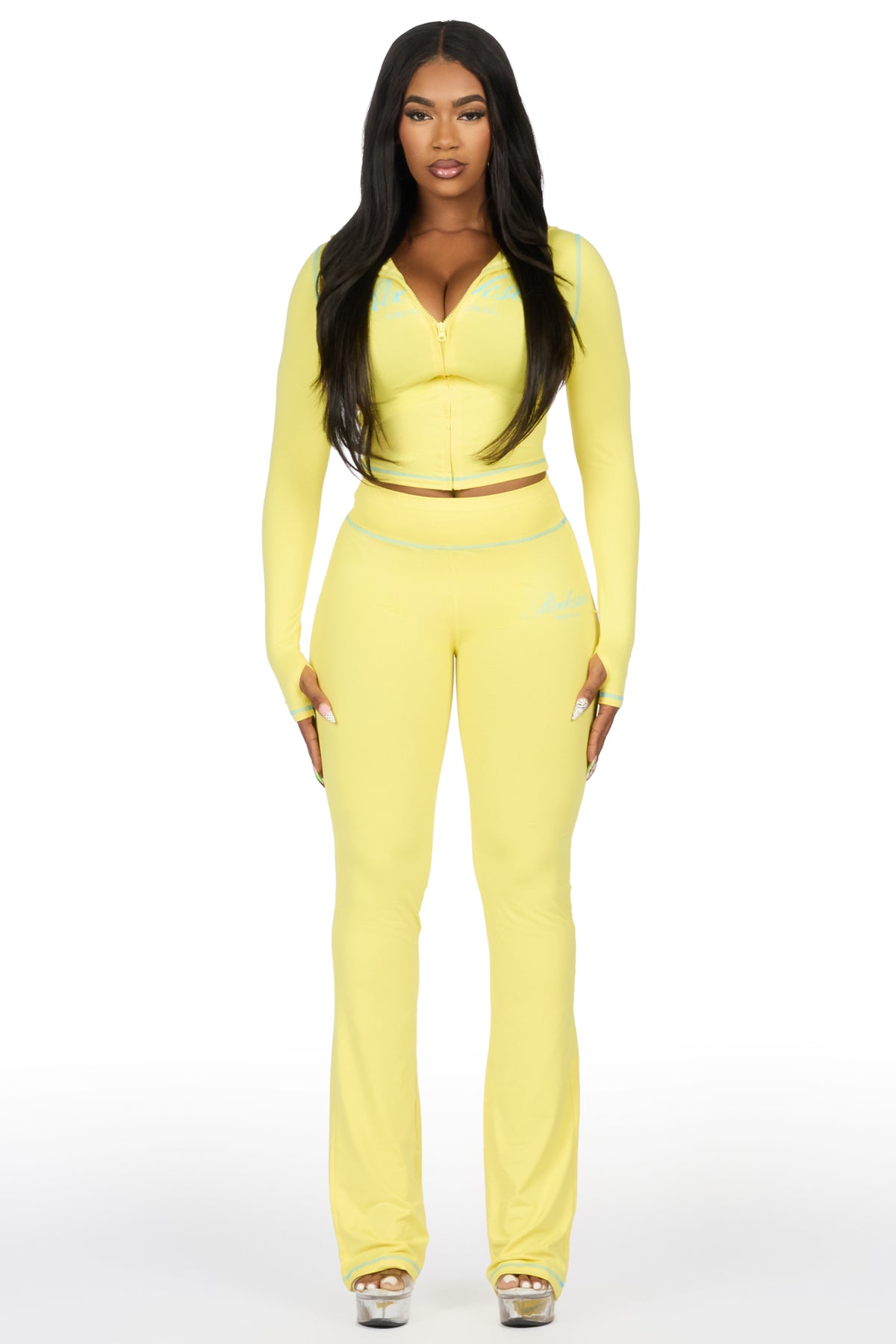 Arzena Yellow/Blue Zip Up Lounge Track Set