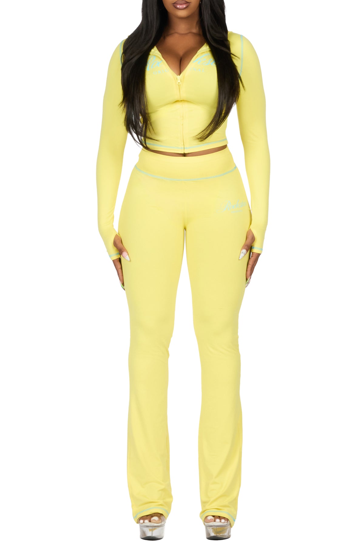 Arzena Yellow/Blue Zip Up Lounge Track Set