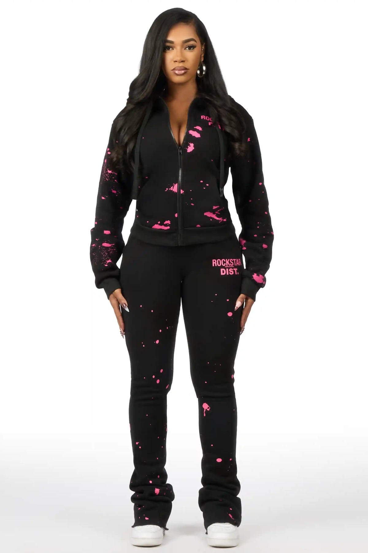 Halloway Black/Pink Zip Up Super Stacked Trackset