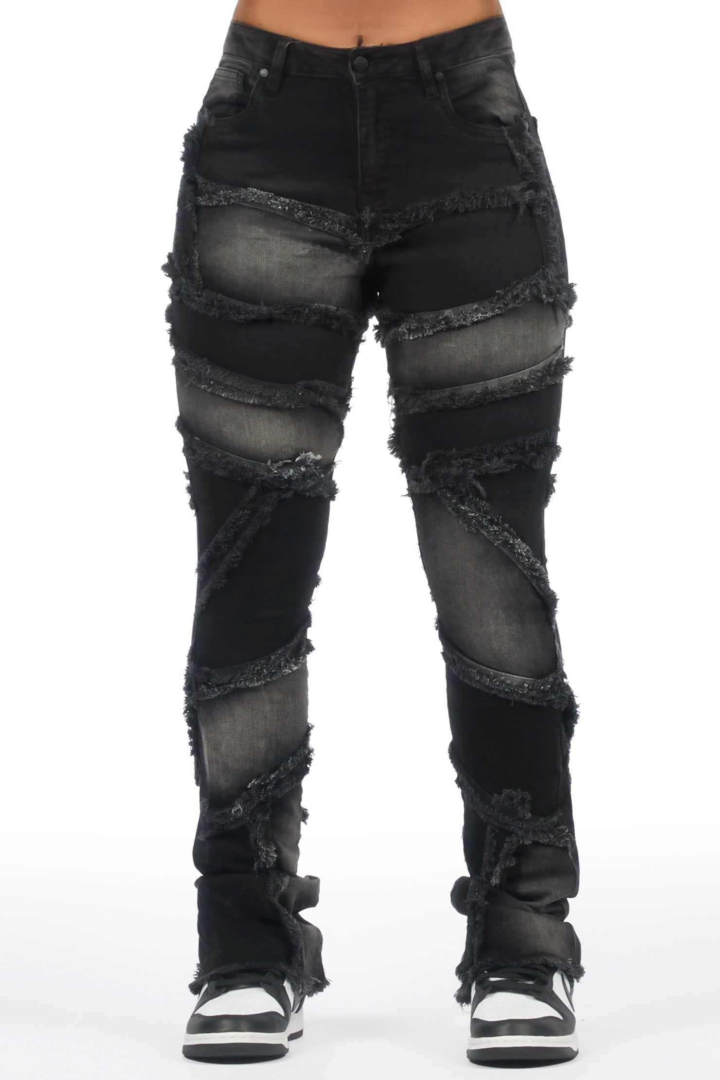 Zytaii Black Wash Stacked Flare Jean