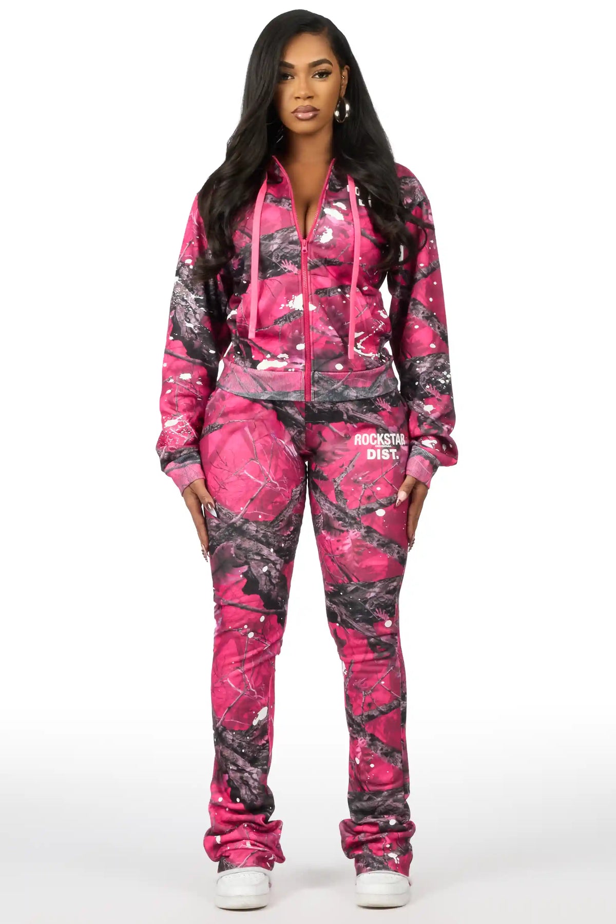 Halloway Dark Pink Tree Camo Zip Up Super Stacked Trackset