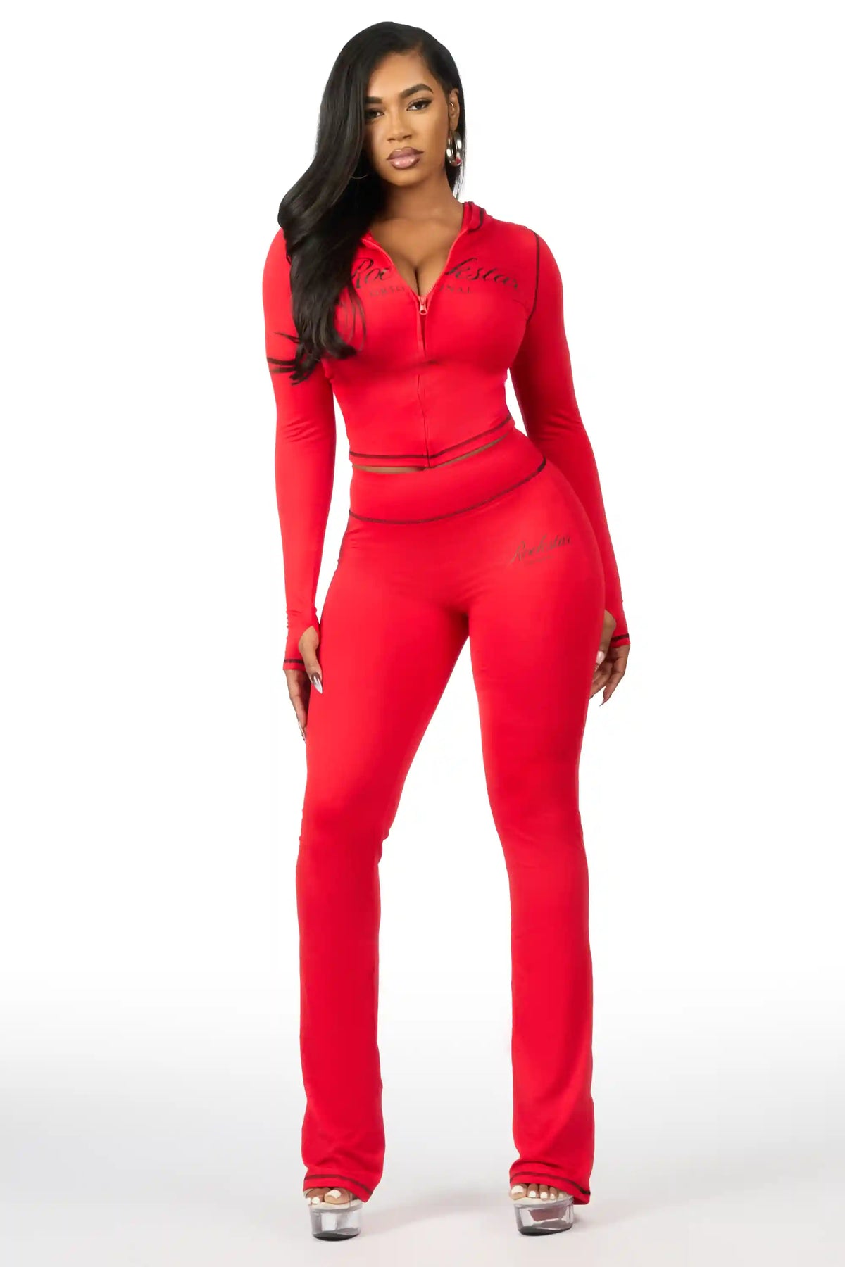 Arzena Red/Black Zip Up Hoodie