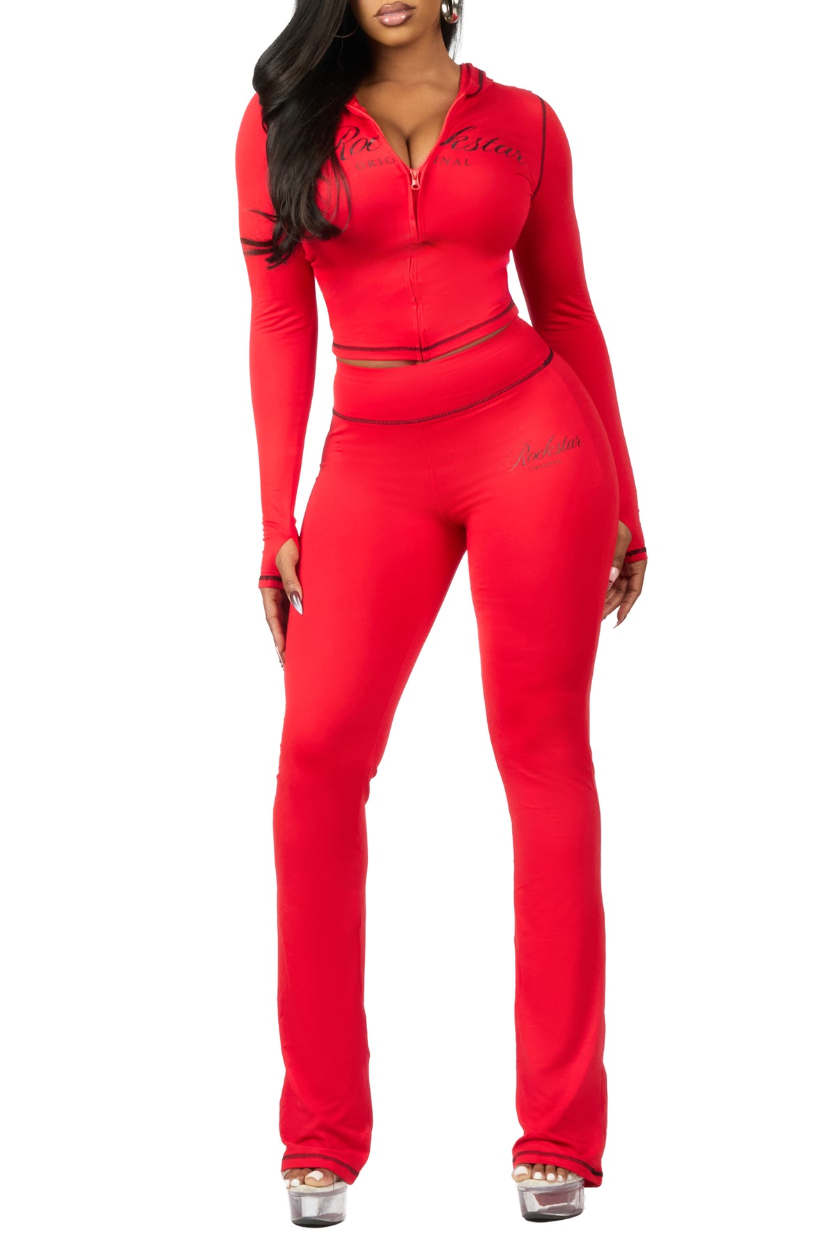 Arzena Red/Black Zip Up Hoodie
