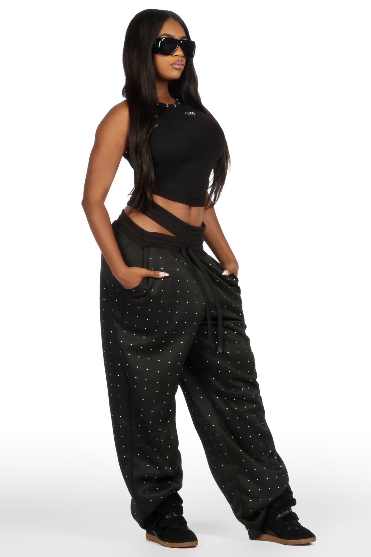 Porshia Black Grommet Tank Top