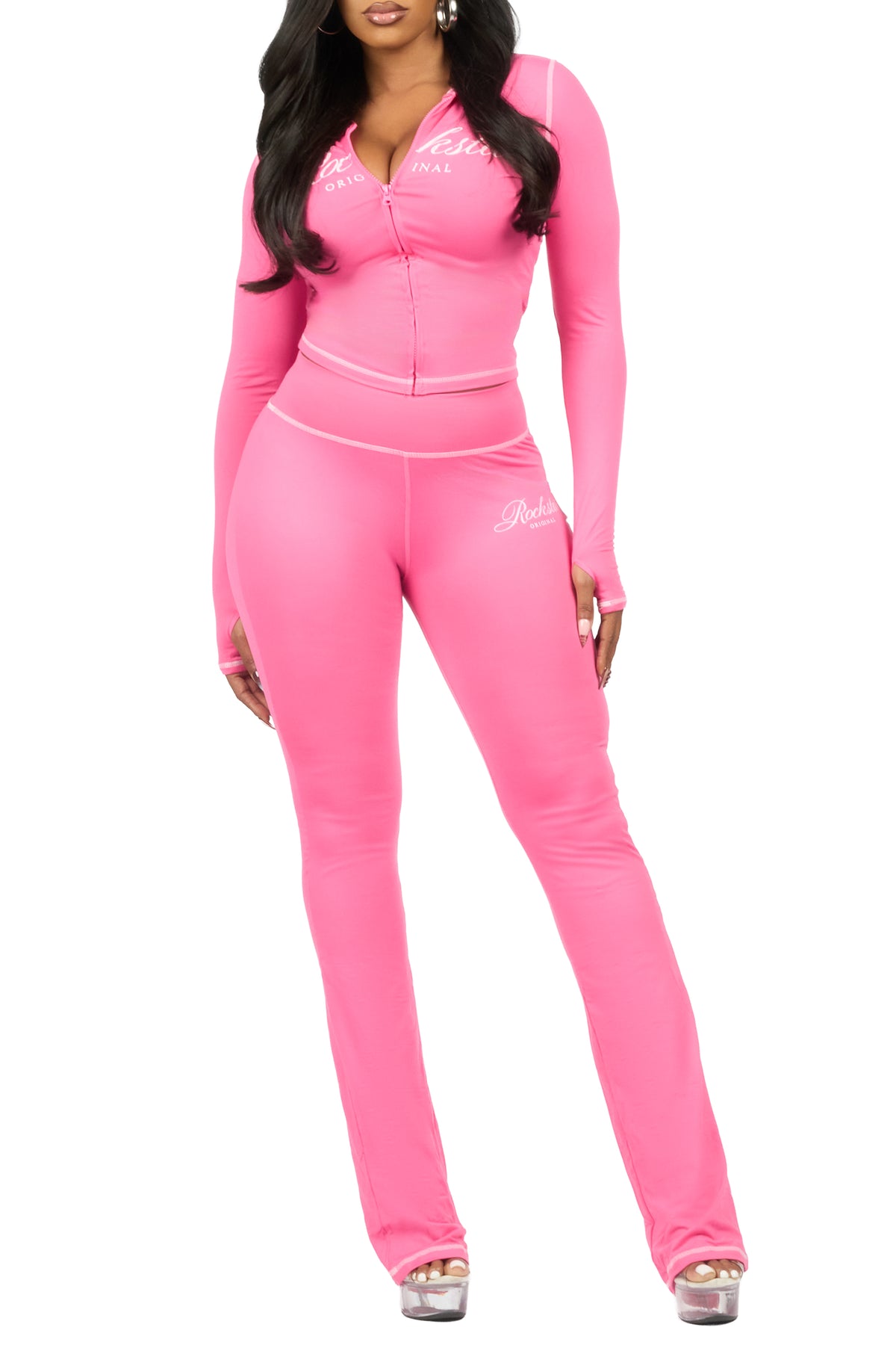 Arzena Pink Zip Up Hoodie