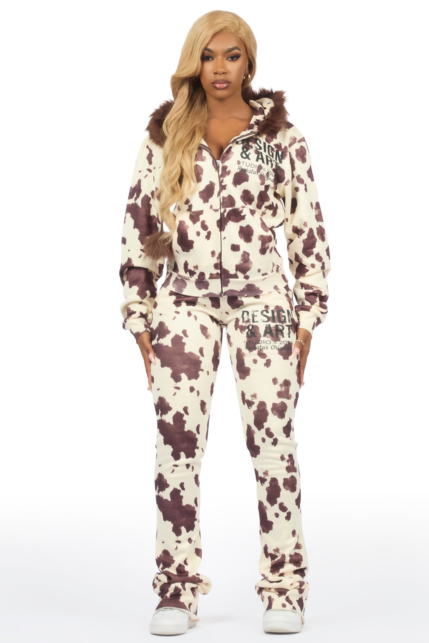Benita Cow Print Super Stacked Trackset