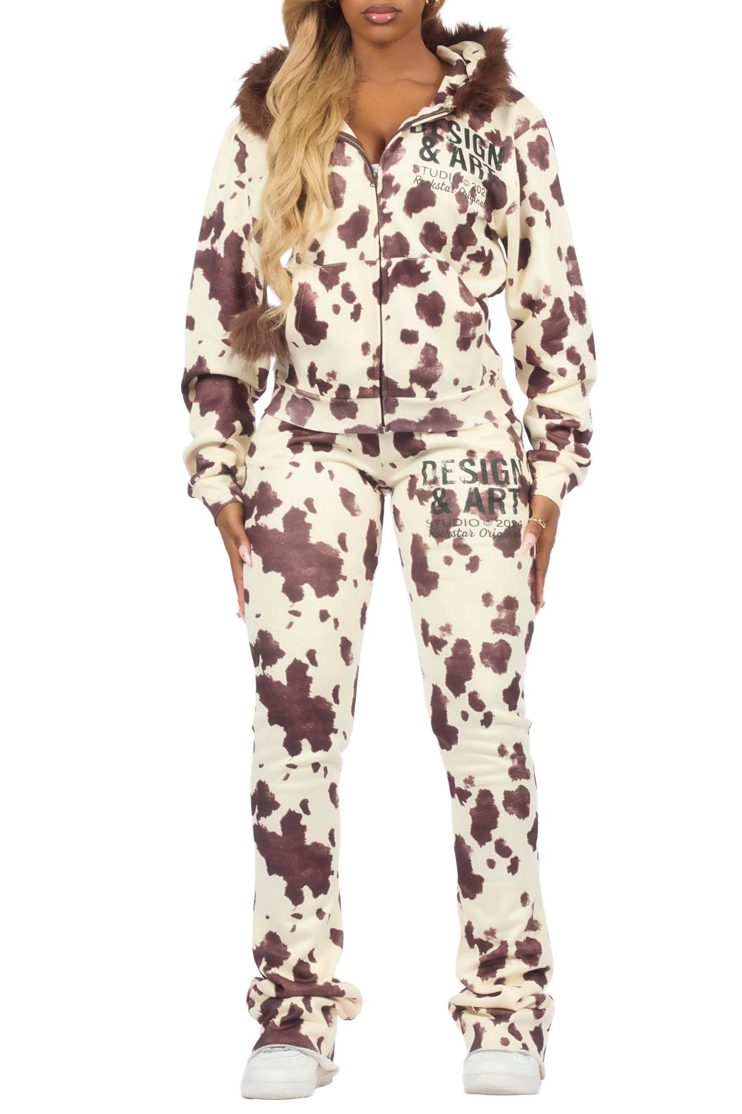 Benita Cow Print Super Stacked Trackset