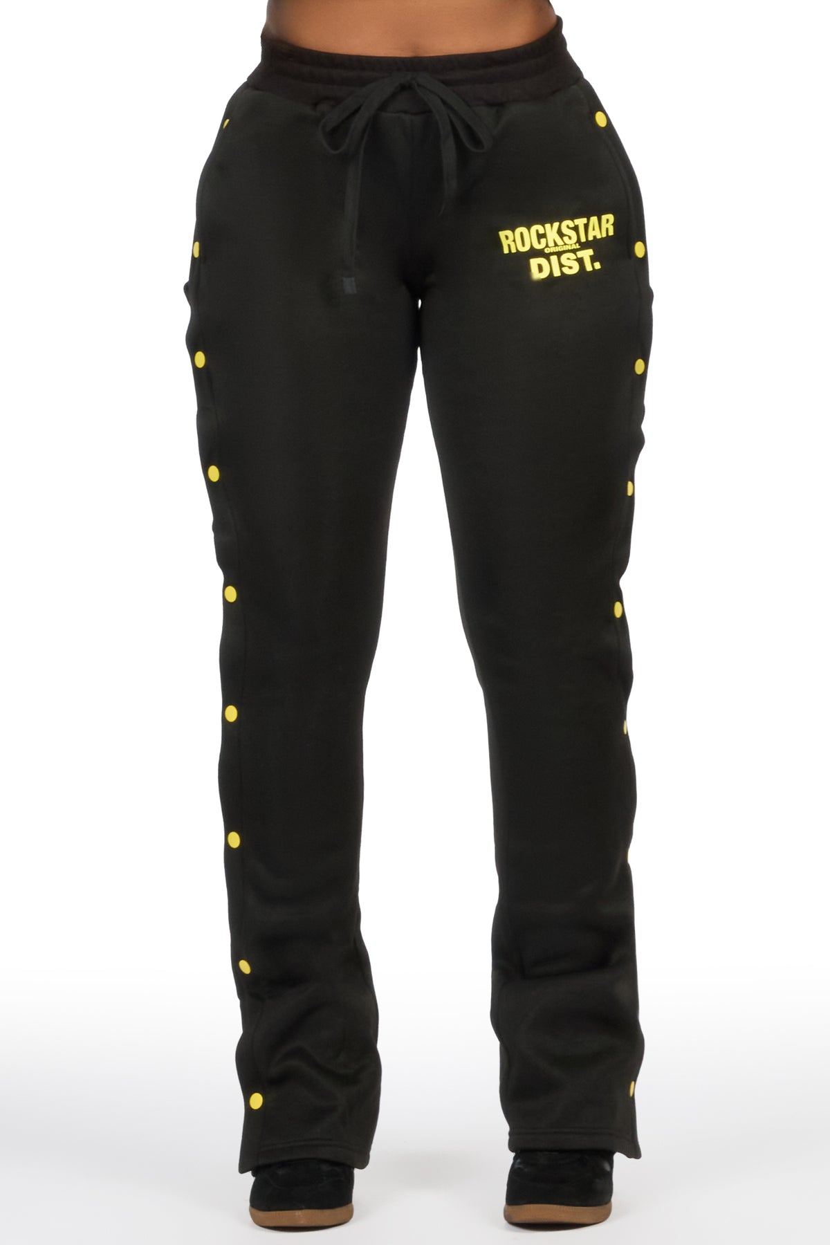Kenniyah Black Snap Stacked Track Pant