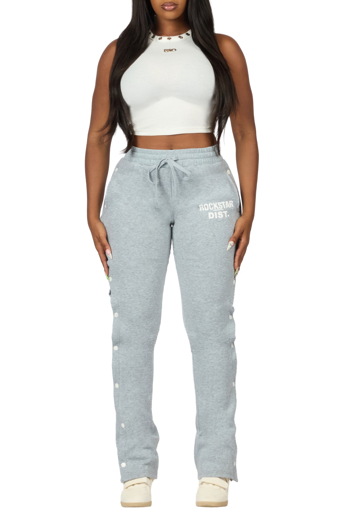 Porshia White Grommet Tank Top