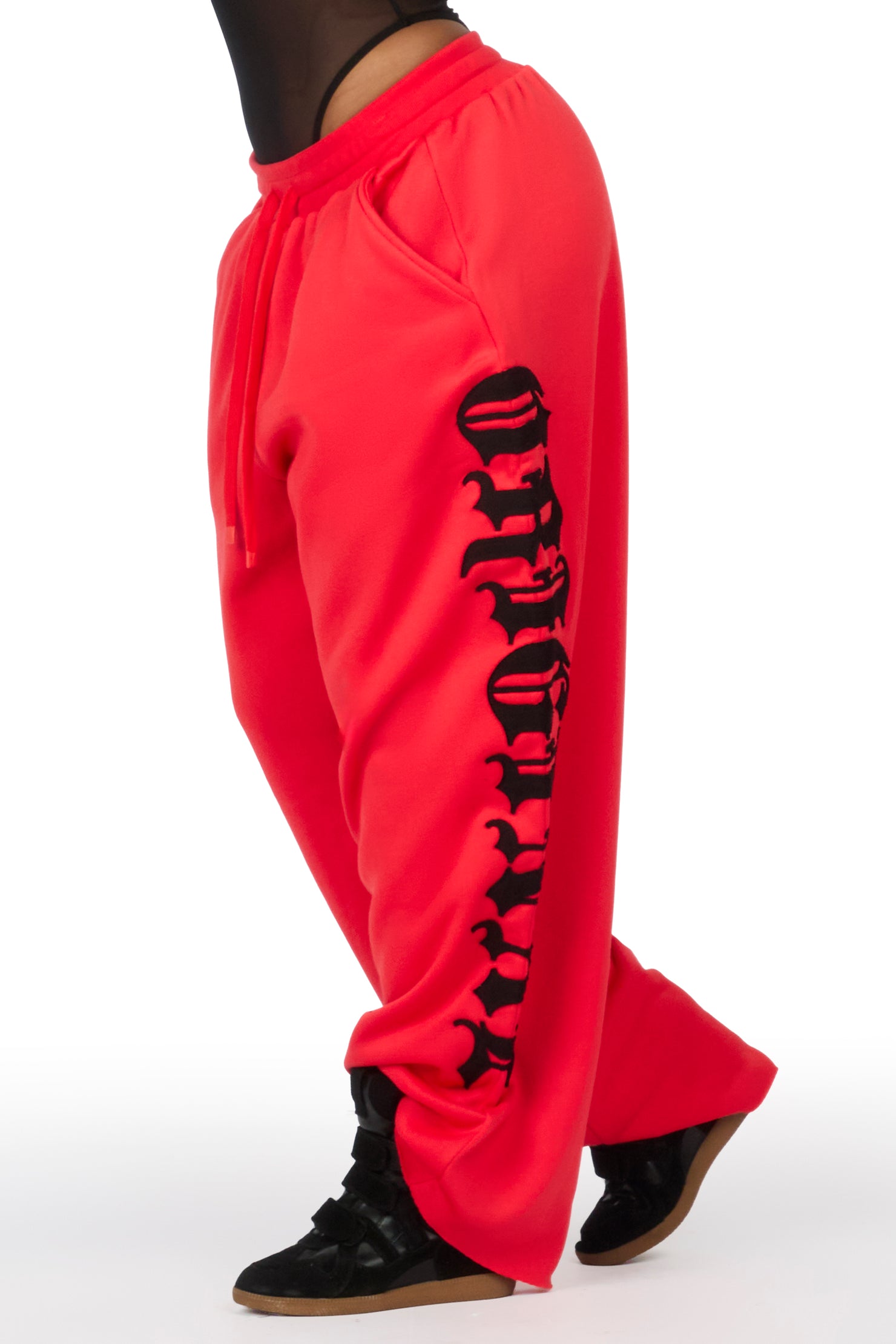 Camrona Red/Black Patched Baggy Track Pant