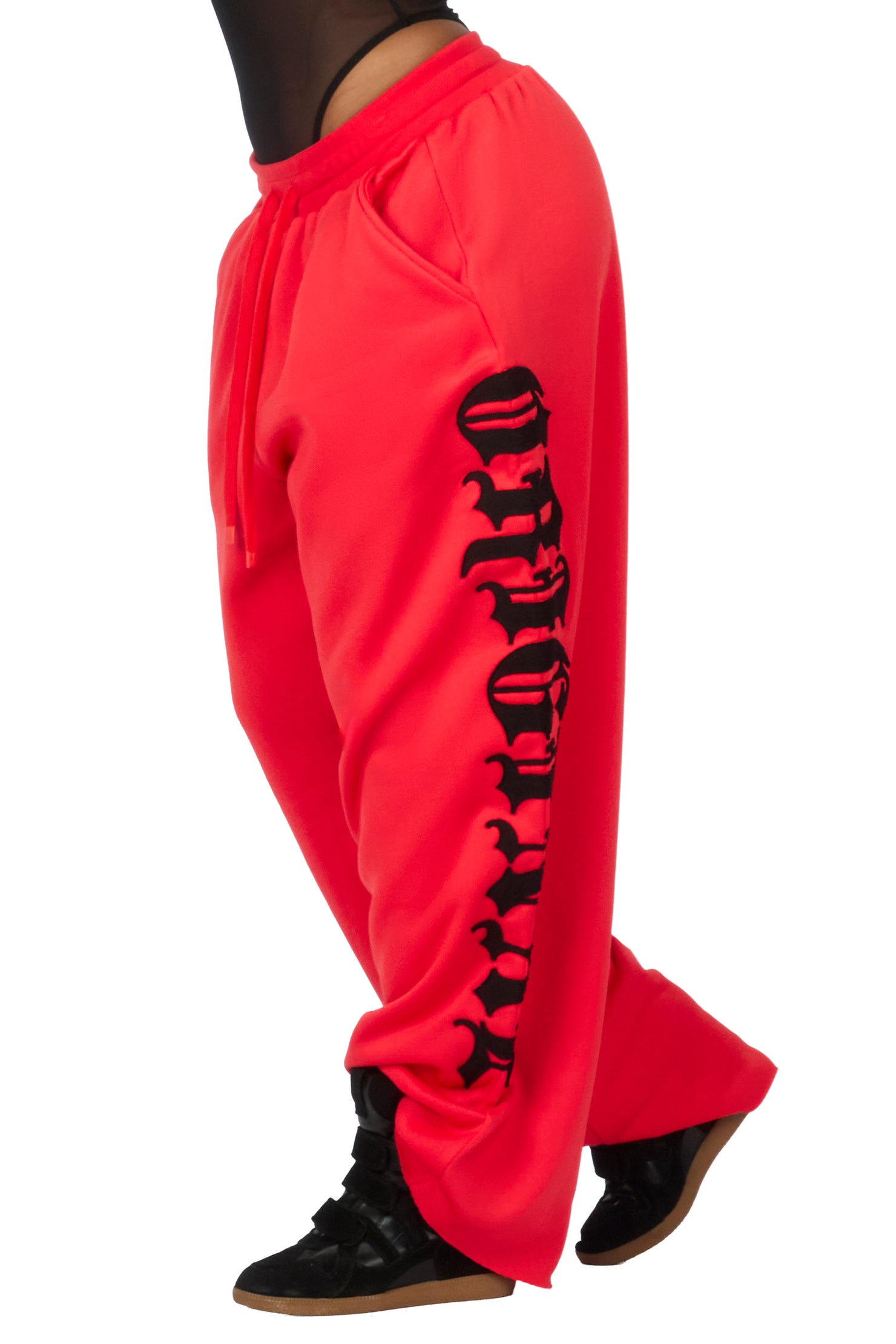 Camrona Red/Black Patched Baggy Track Pant