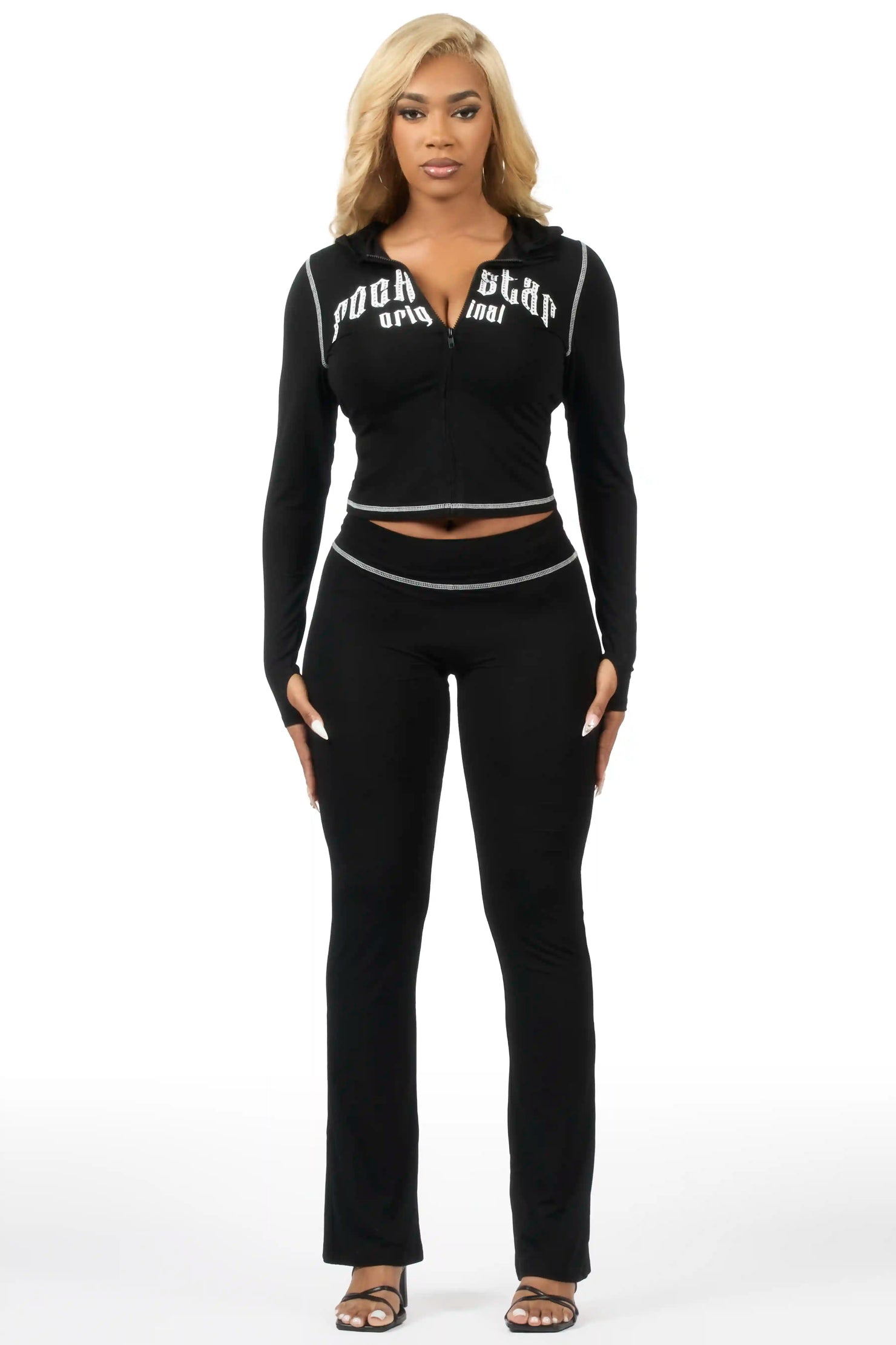Zyriah Black Rhinestone Lounge Trackset