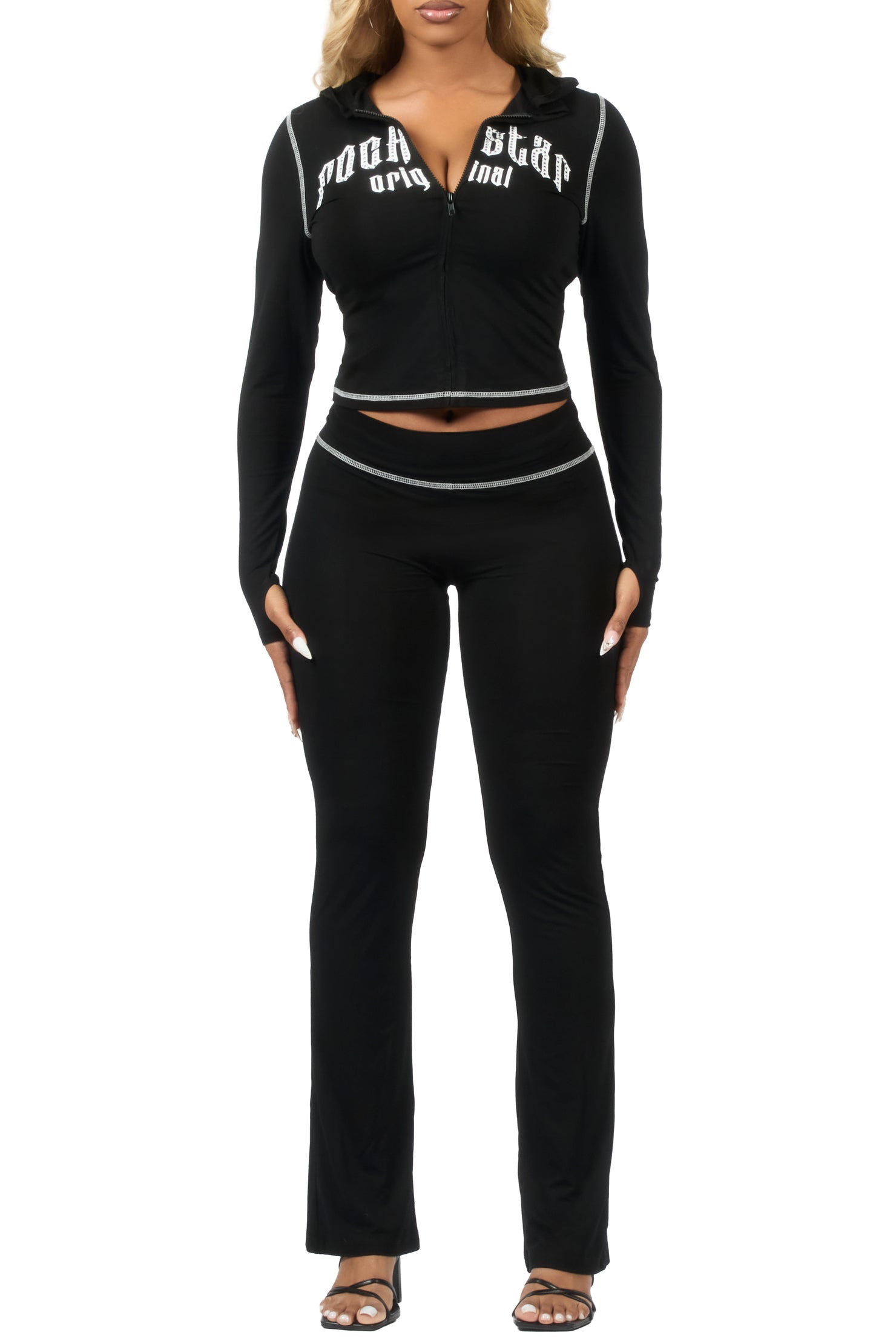 Zyriah Black Rhinestone Lounge Trackset