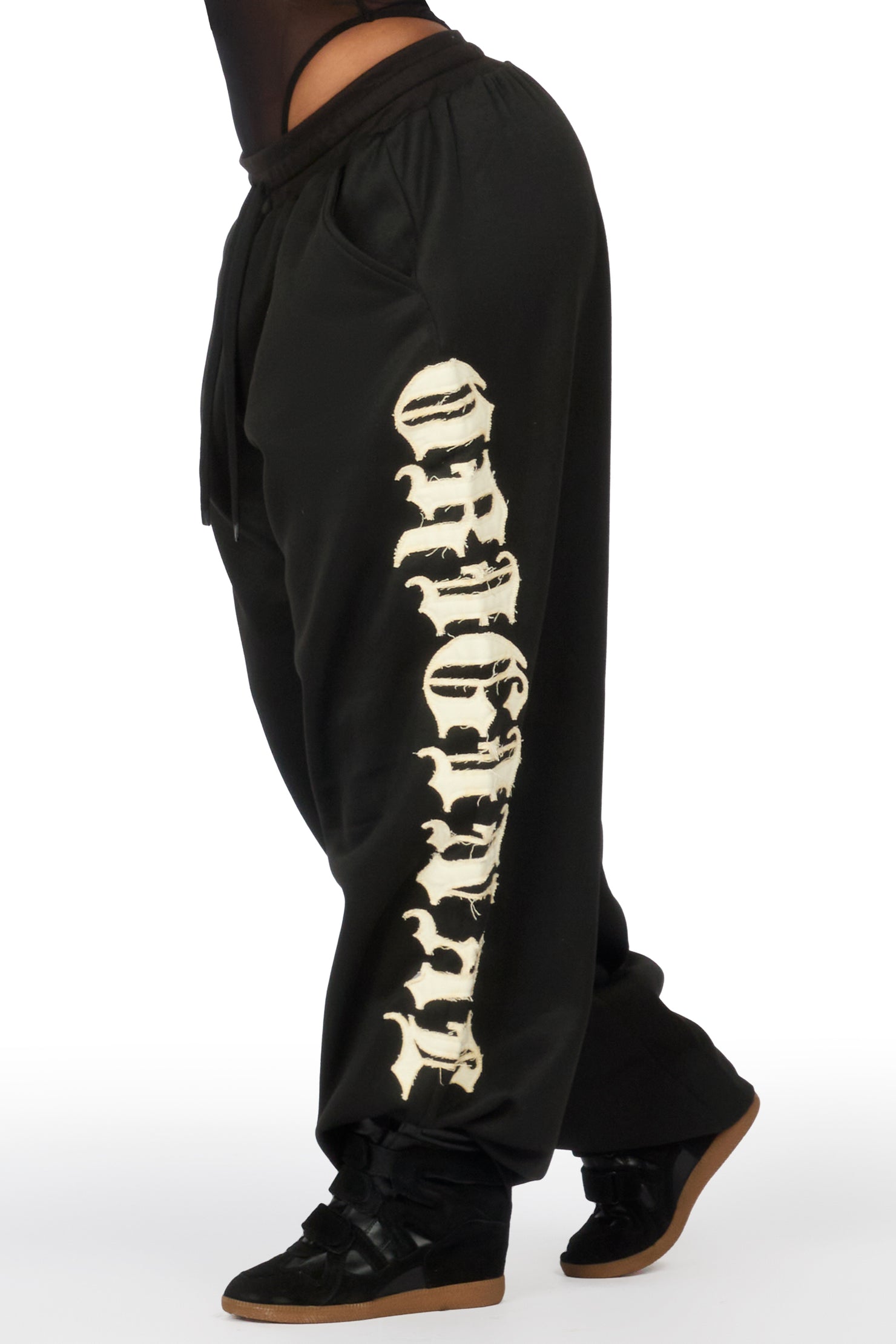 Camrona Black Patched Baggy Track Pant