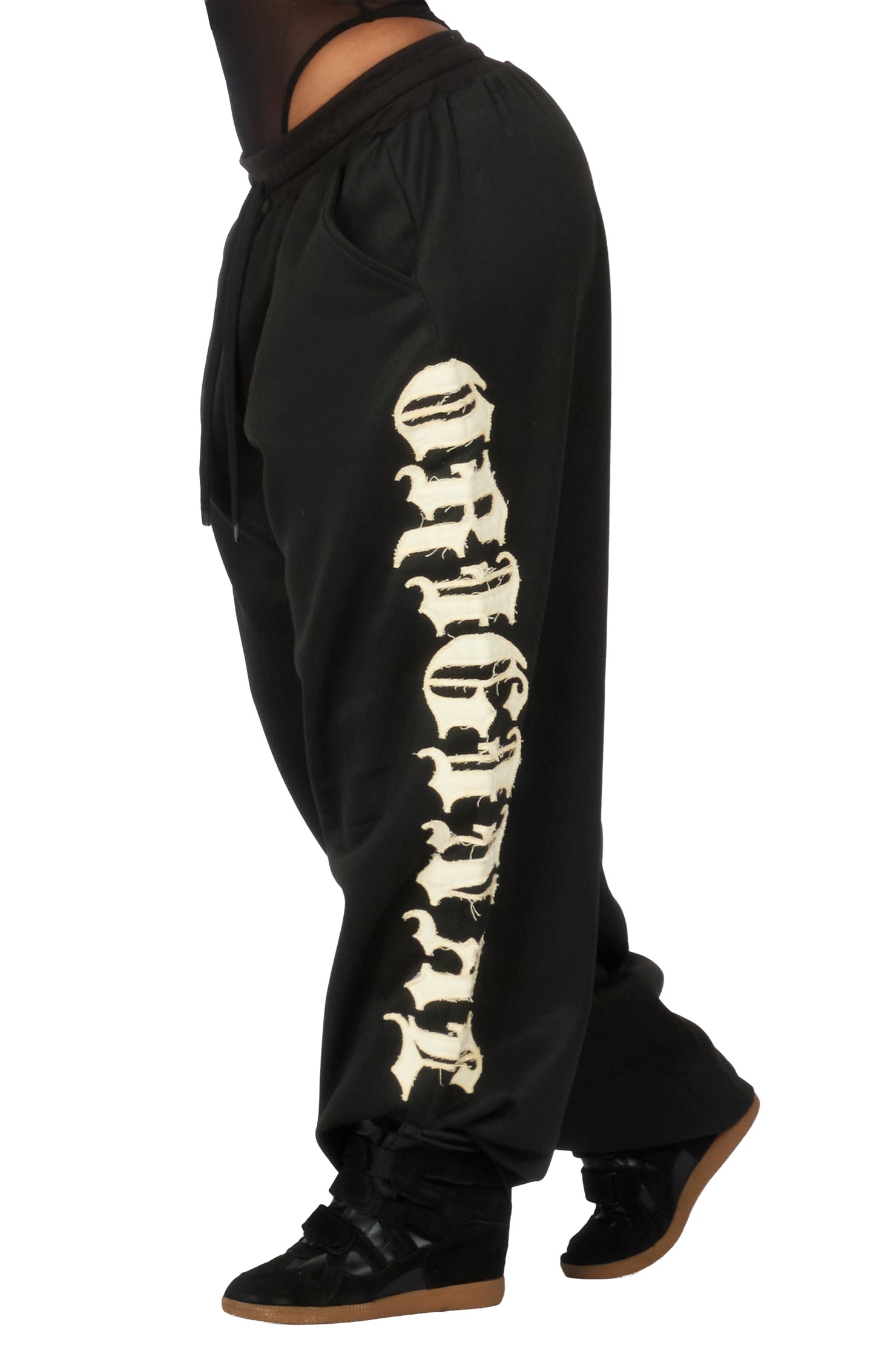 Camrona Black Patched Baggy Track Pant