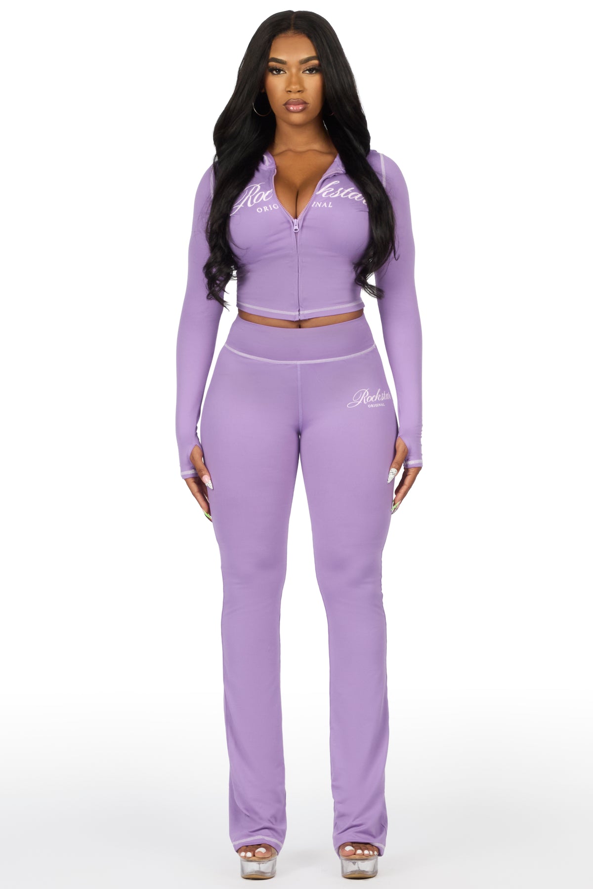 Arzena Purple Zip Up Lounge Track Set