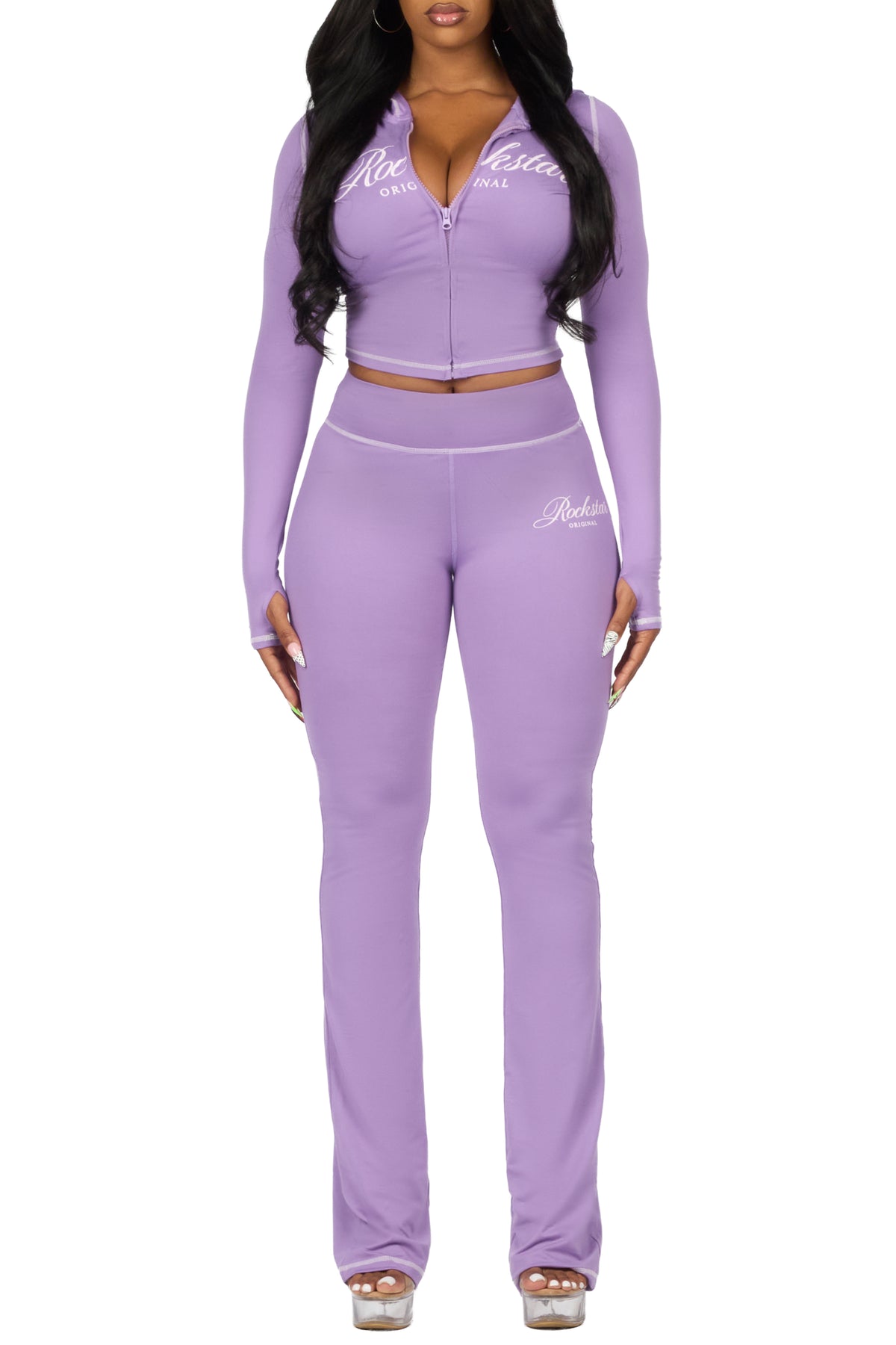 Arzena Purple Zip Up Lounge Track Set