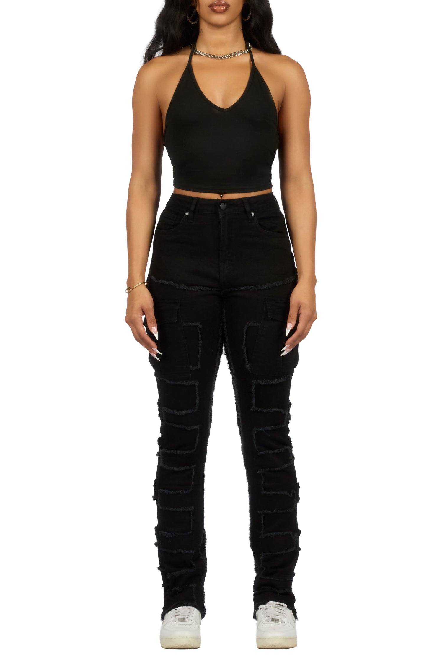 Jamiala Black Cargo Skinny Jean