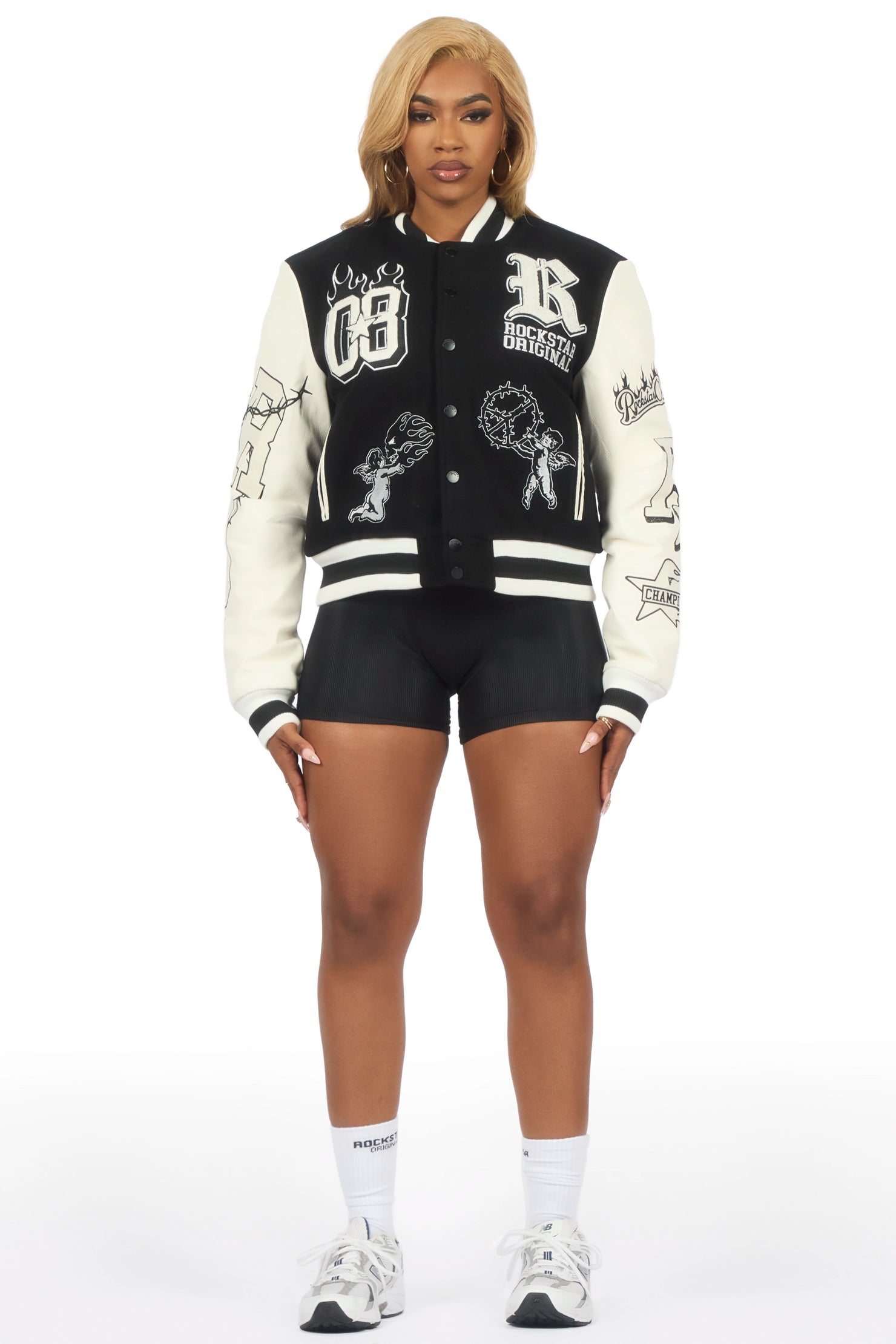 Sharray Black Oversized Varsity Jacket