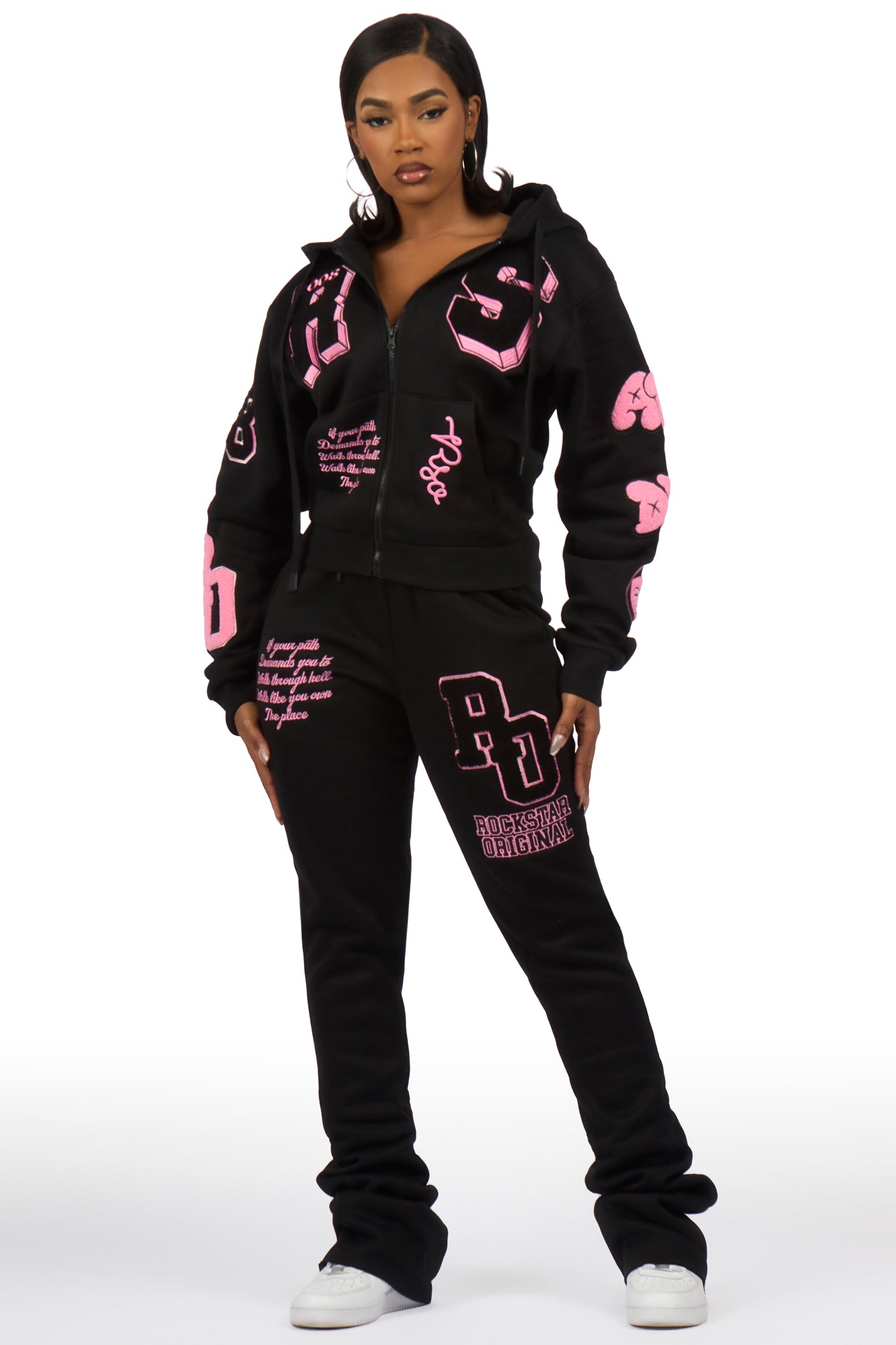 Leslee Black/Pink Super Stacked Trackset
