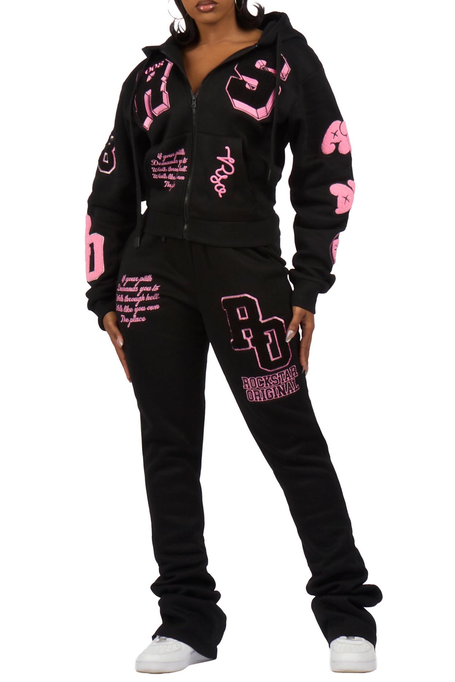 Leslee Black/Pink Super Stacked Trackset