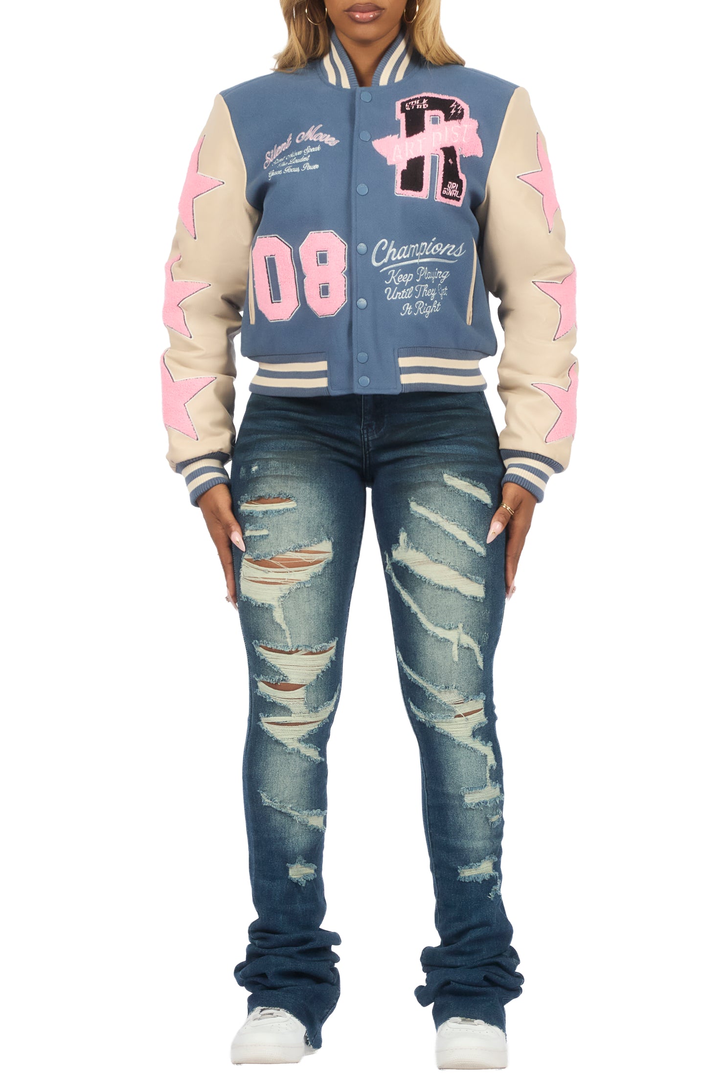 Krystle Navy Oversized Varsity Jacket