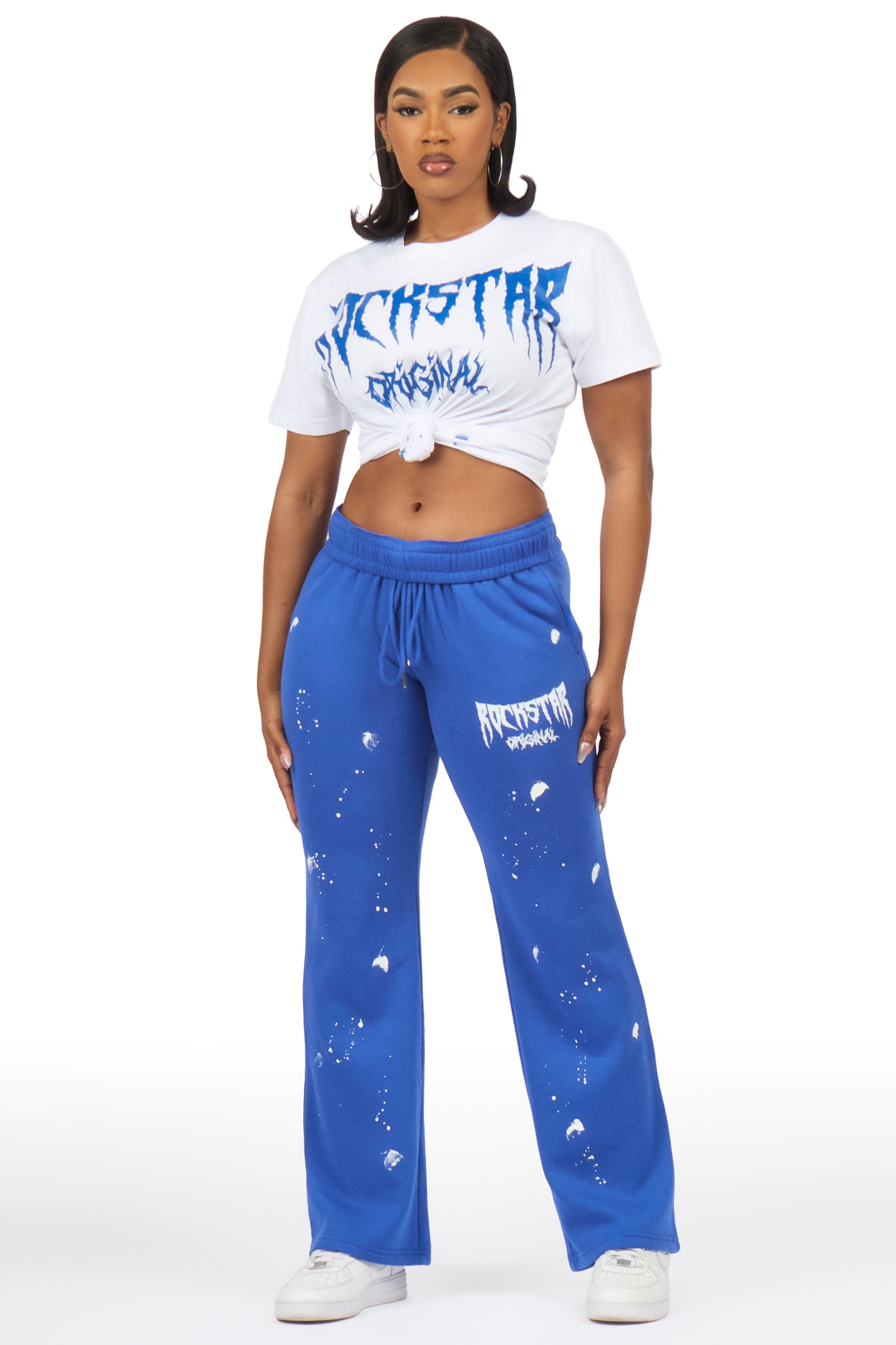 Dayasia White/Royal Blue T-Shirt Track Set