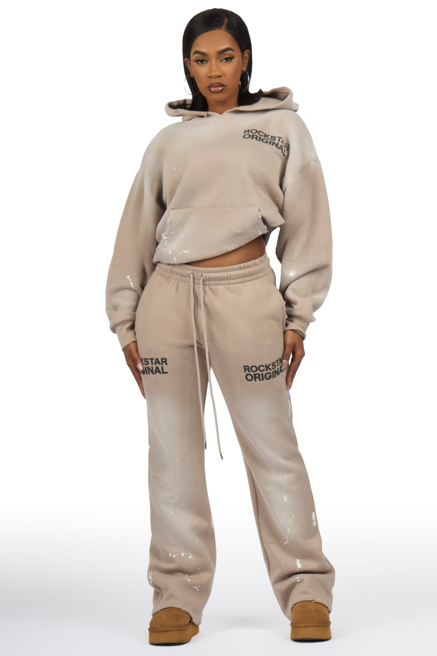 Reigna Taupe Stacked Track Set