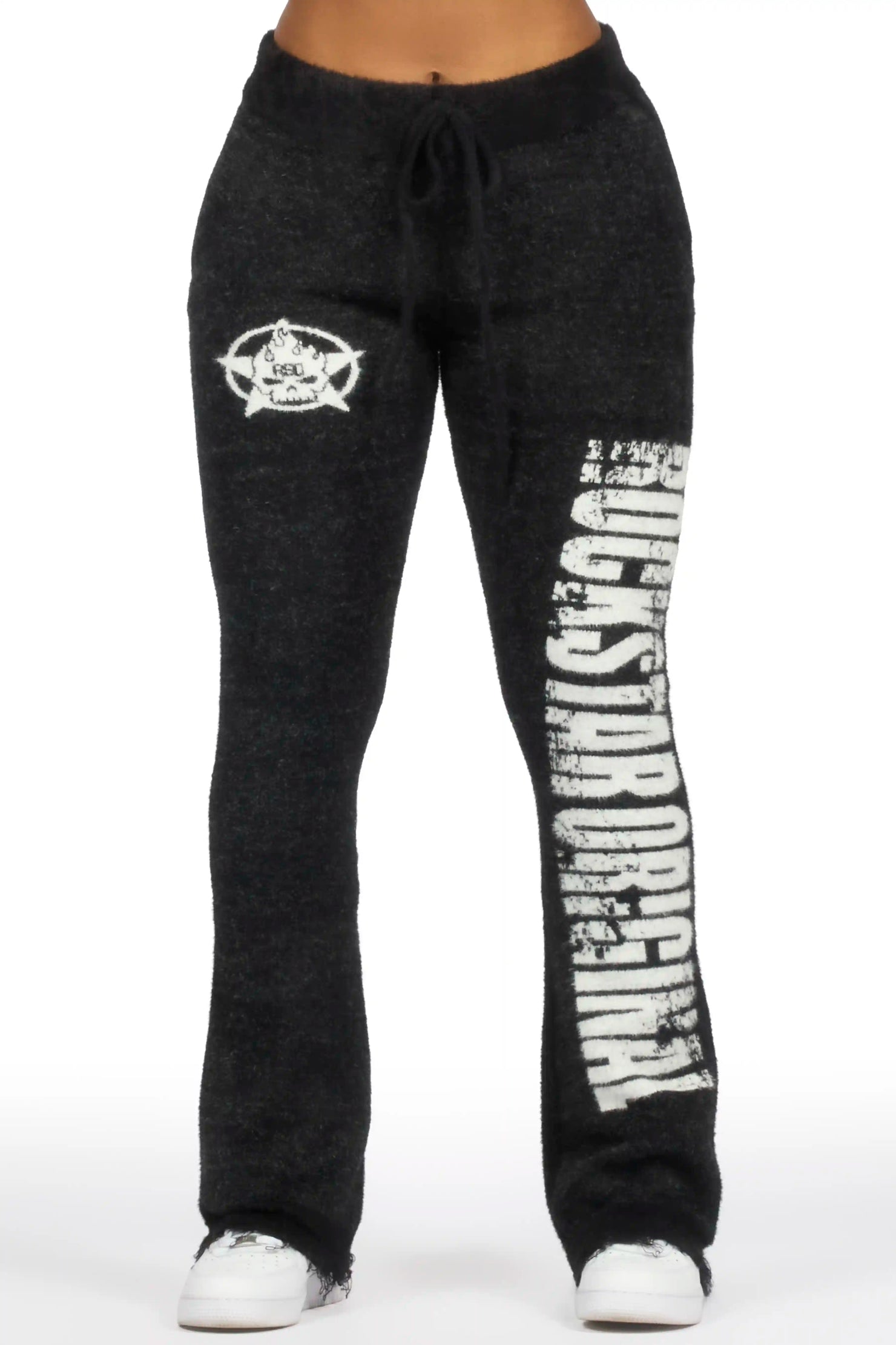 Keeya Black Mohair Stacked Track Pant