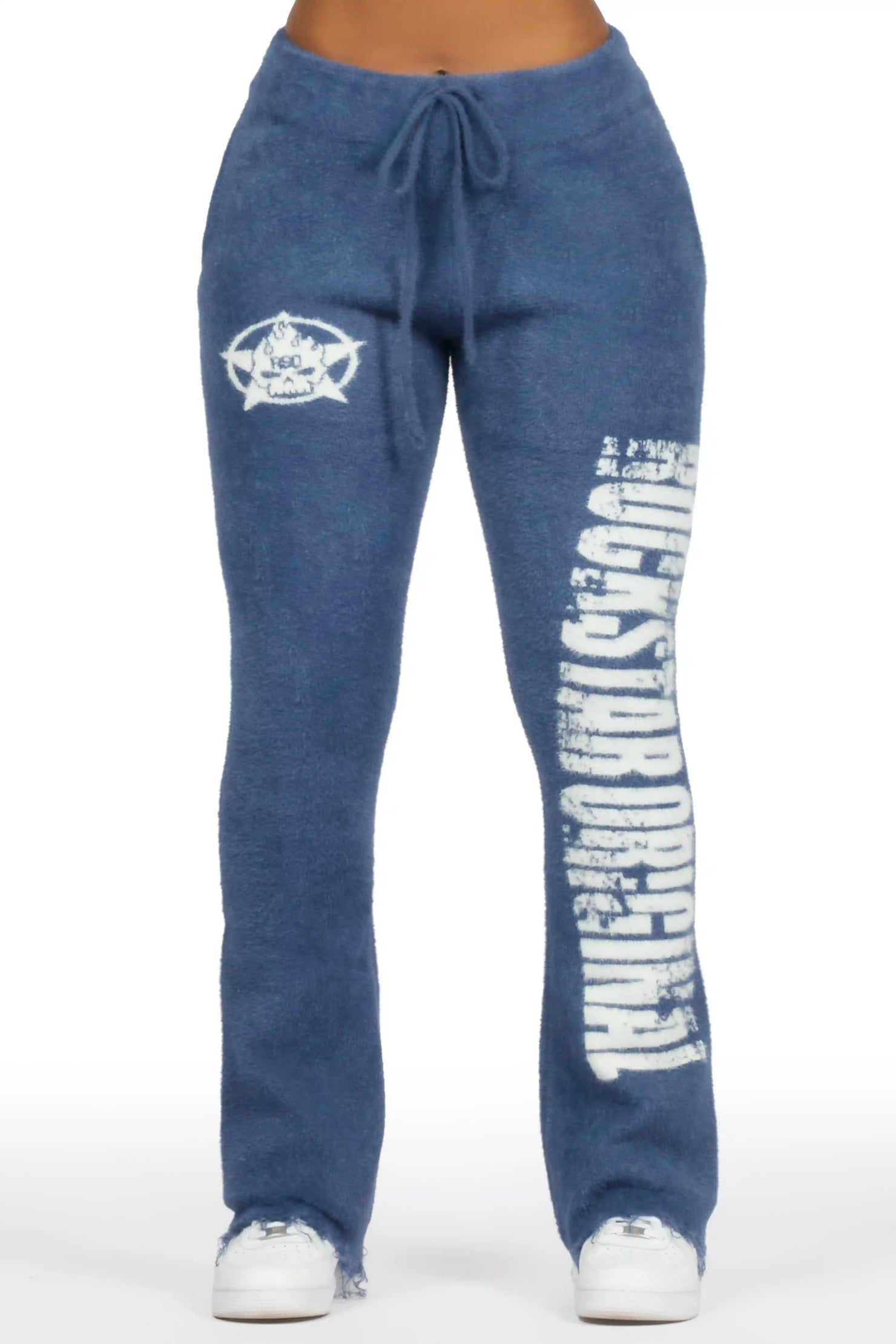 Keeya Navy Mohair Stacked Track Pant