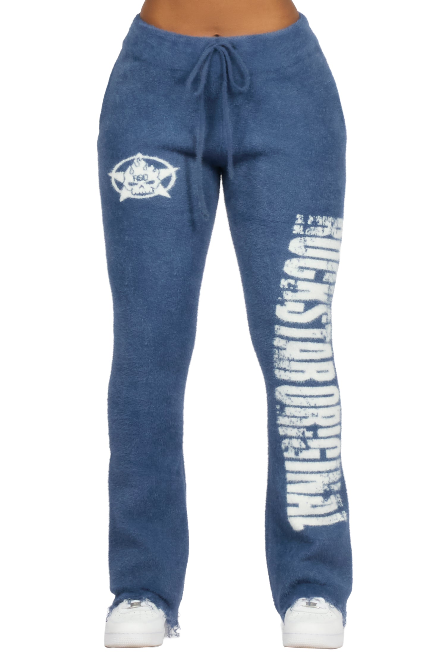 Keeya Navy Mohair Stacked Track Pant