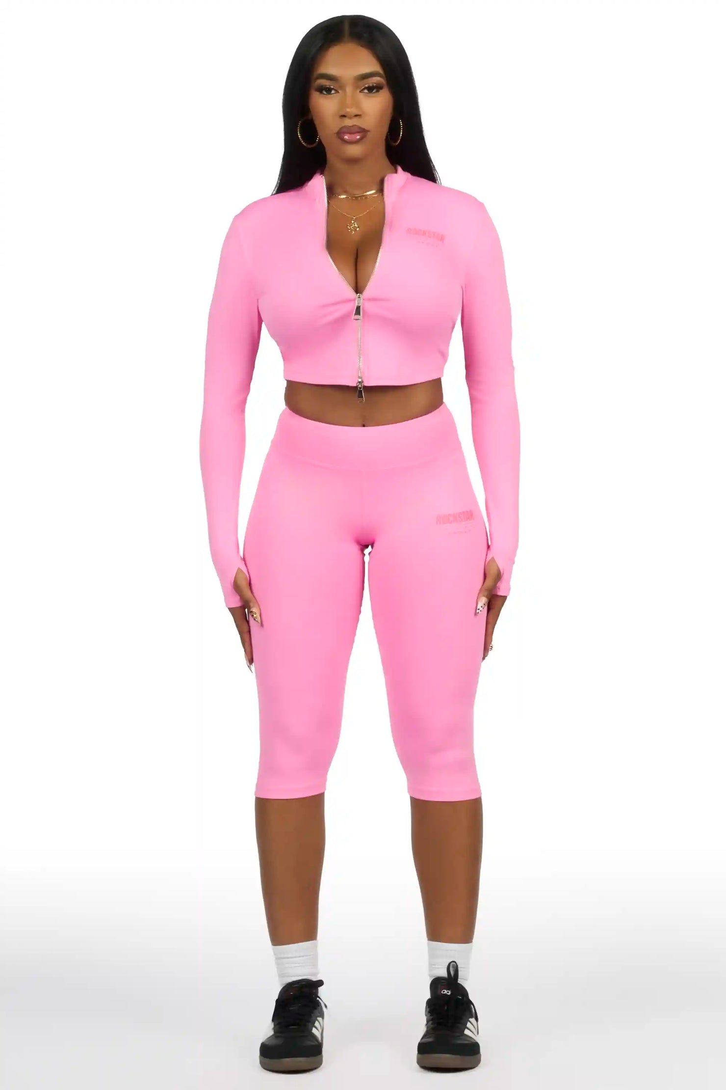 Annalisha Pink Capri Active Set