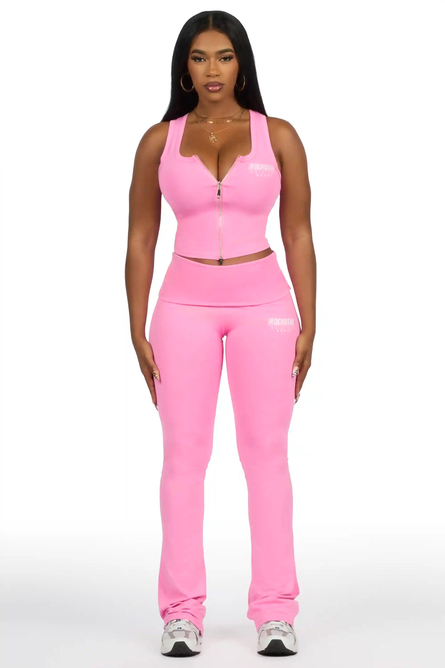Colleen Pink Tank Flare Pant Active Set