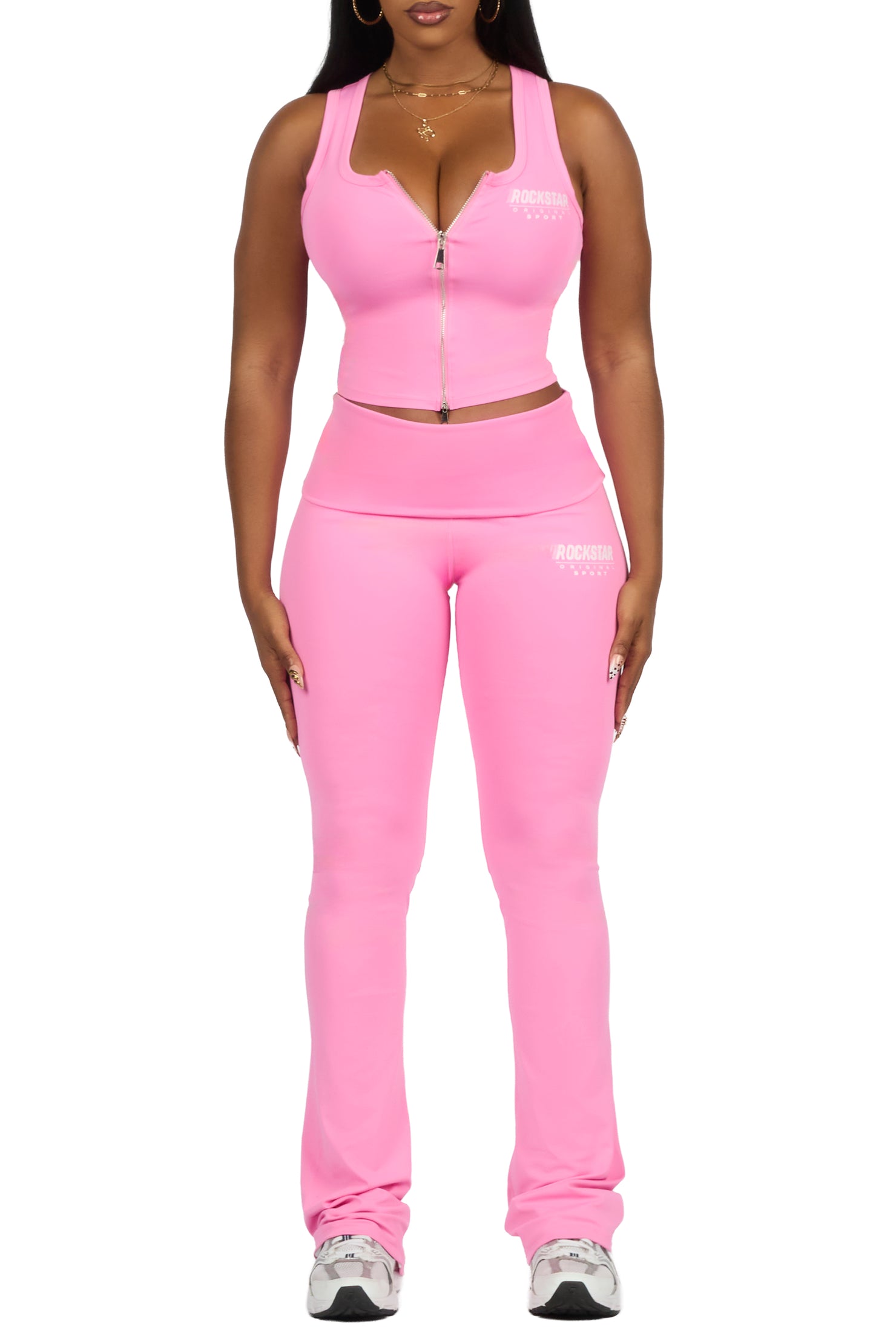 Colleen Pink Tank Flare Pant Active Set
