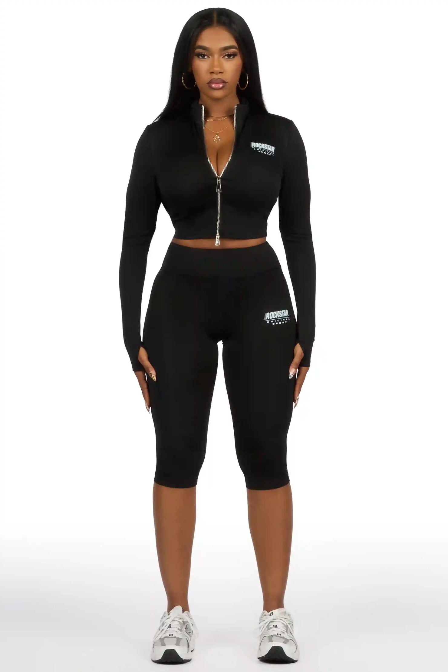 Annalisha Black Capri Active Set
