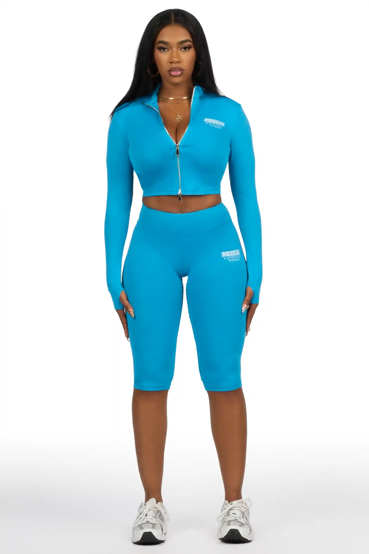 Annalisha Blue Capri Active Set