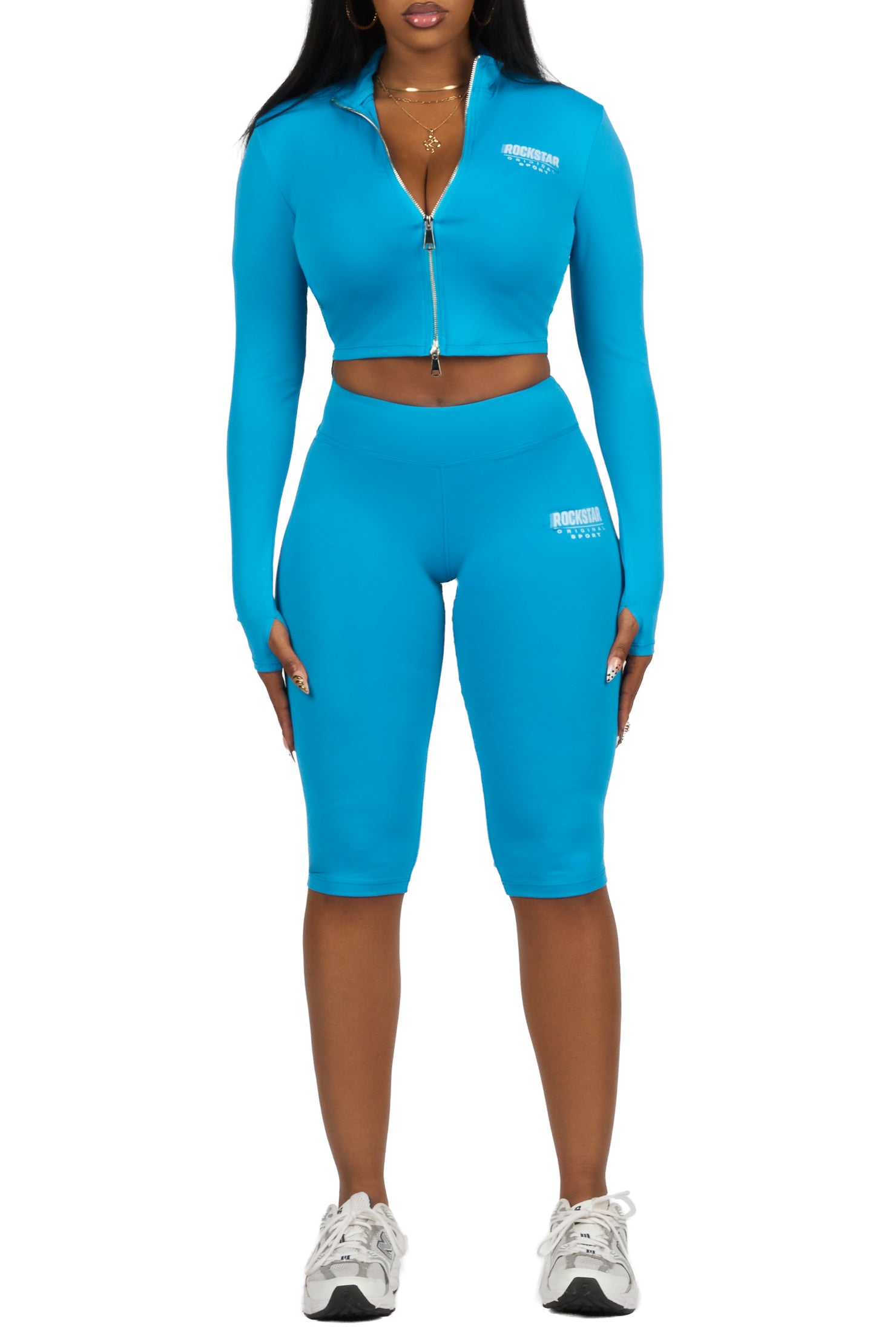 Annalisha Blue Capri Active Set
