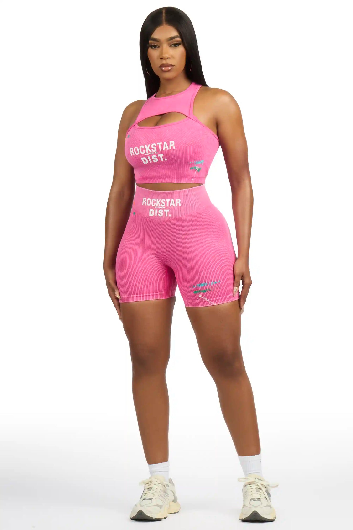 Nekoya Pink Painted Active Bike Short Set