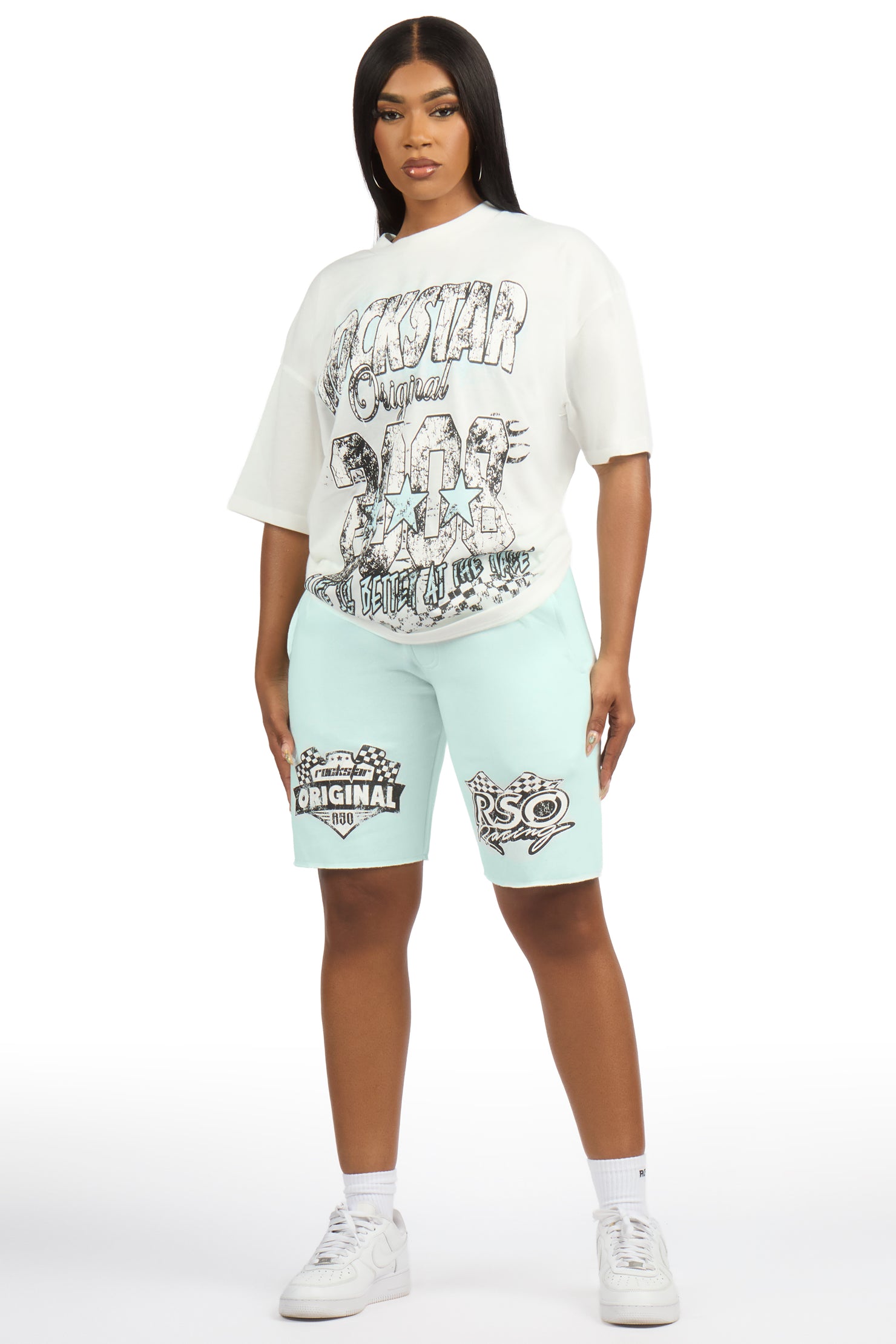 Ashlynn White/Mint T-Shirt Short Set